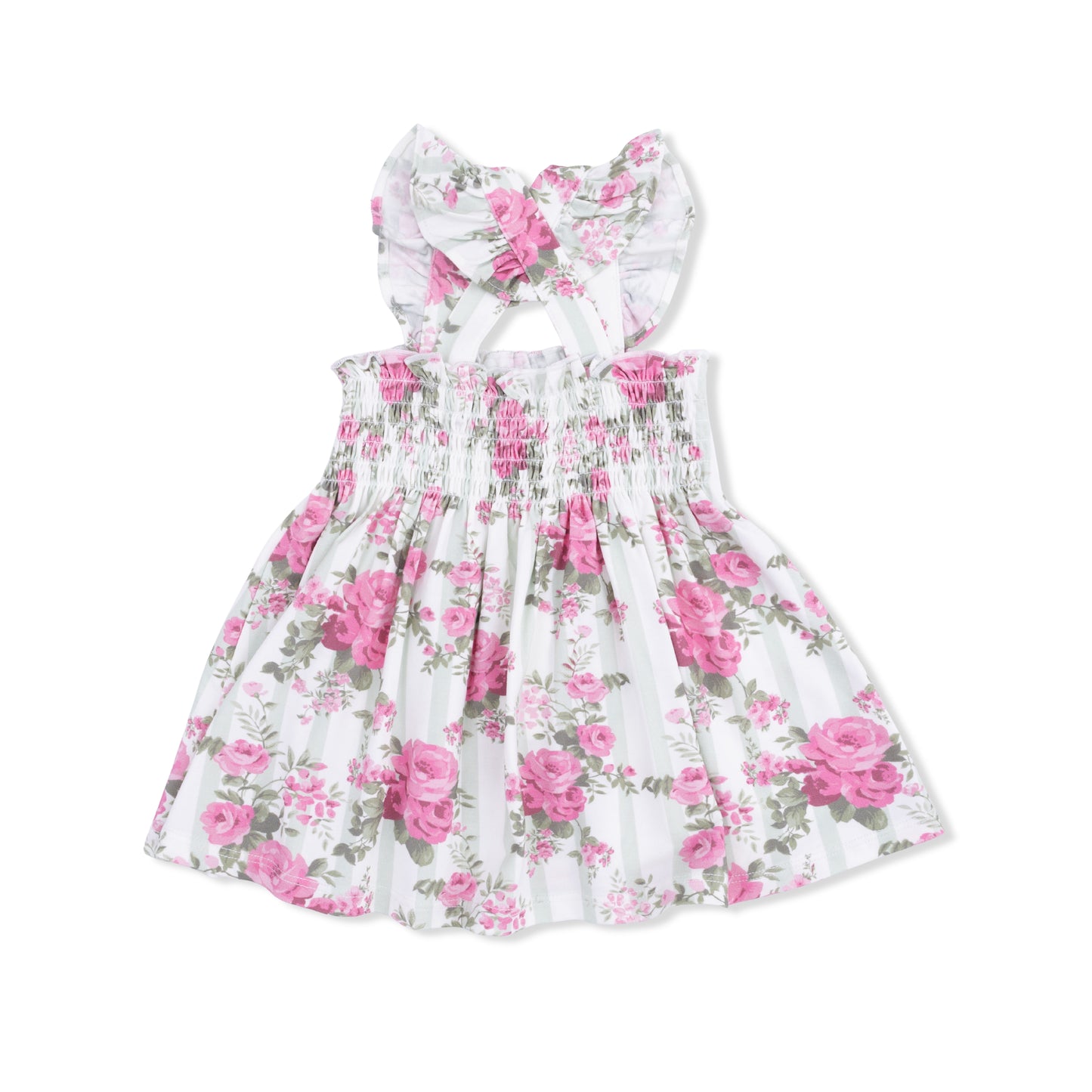 Cabbage Rose Stripe - Smocked Top with Bloomer-Angel Dear