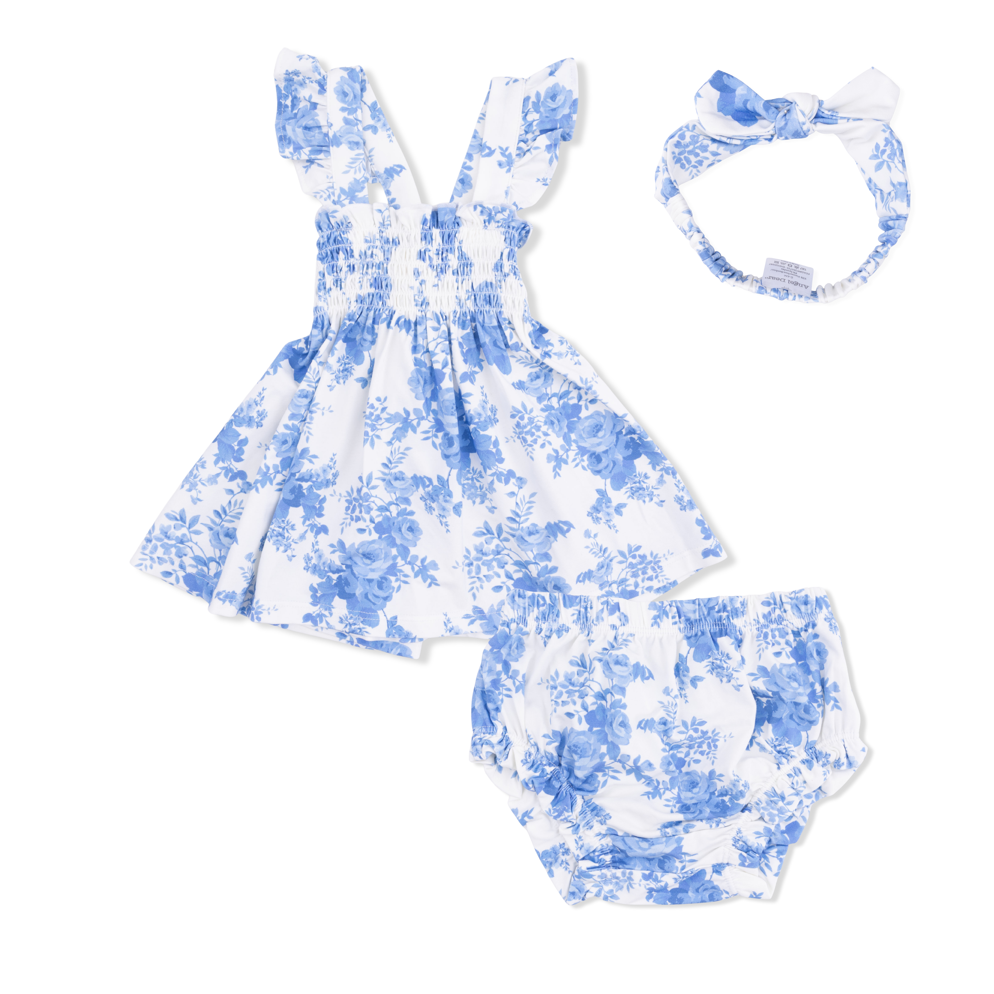Dream Cottage Floral - Smocked Top with Bloomer & Headband-Angel Dear