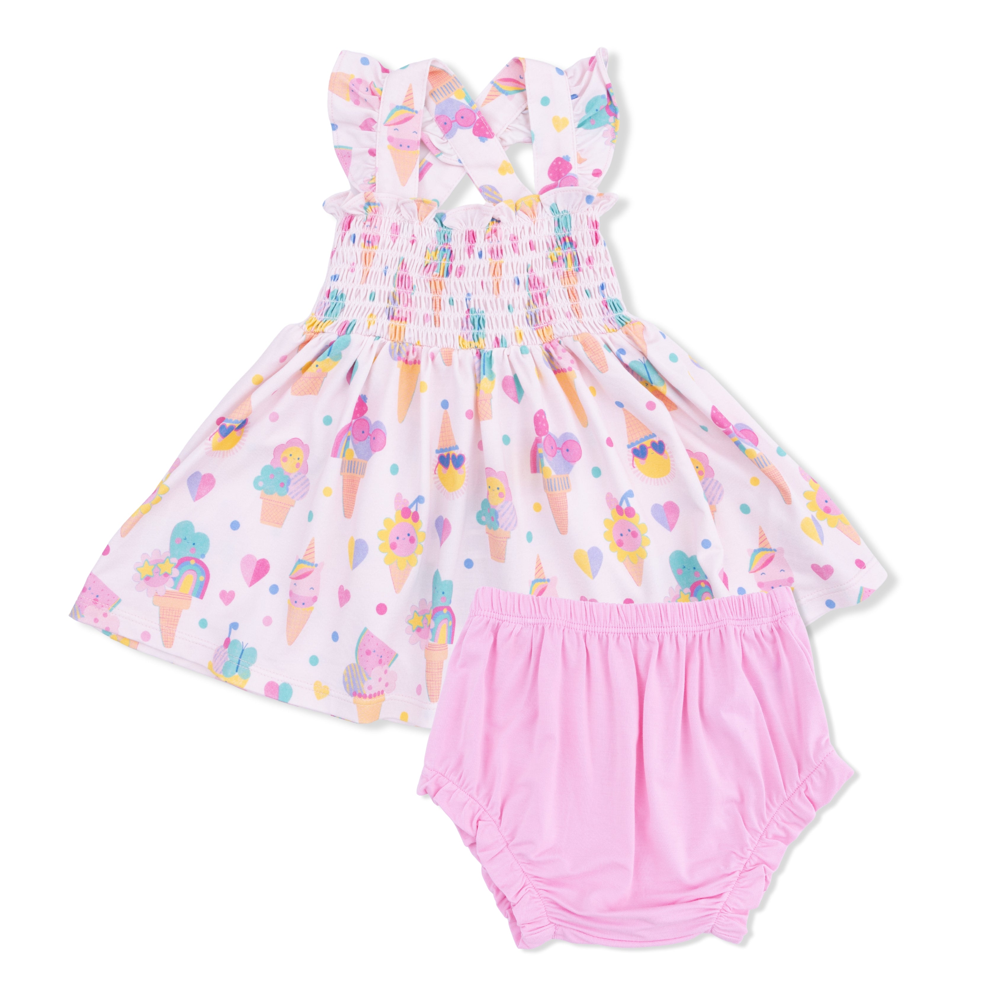 Ice Cream Fun Crew - Smocked Top with Bloomer-Angel Dear
