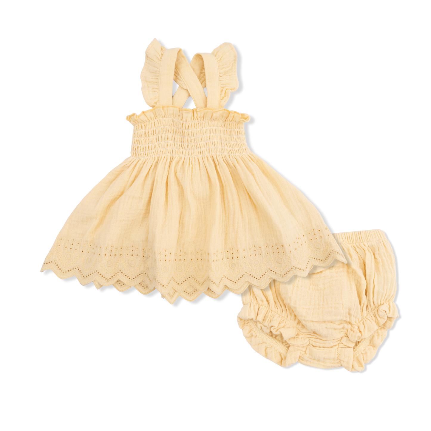 Solid Muslin Italian Straw - Smocked Top with Bloomer-Angel Dear