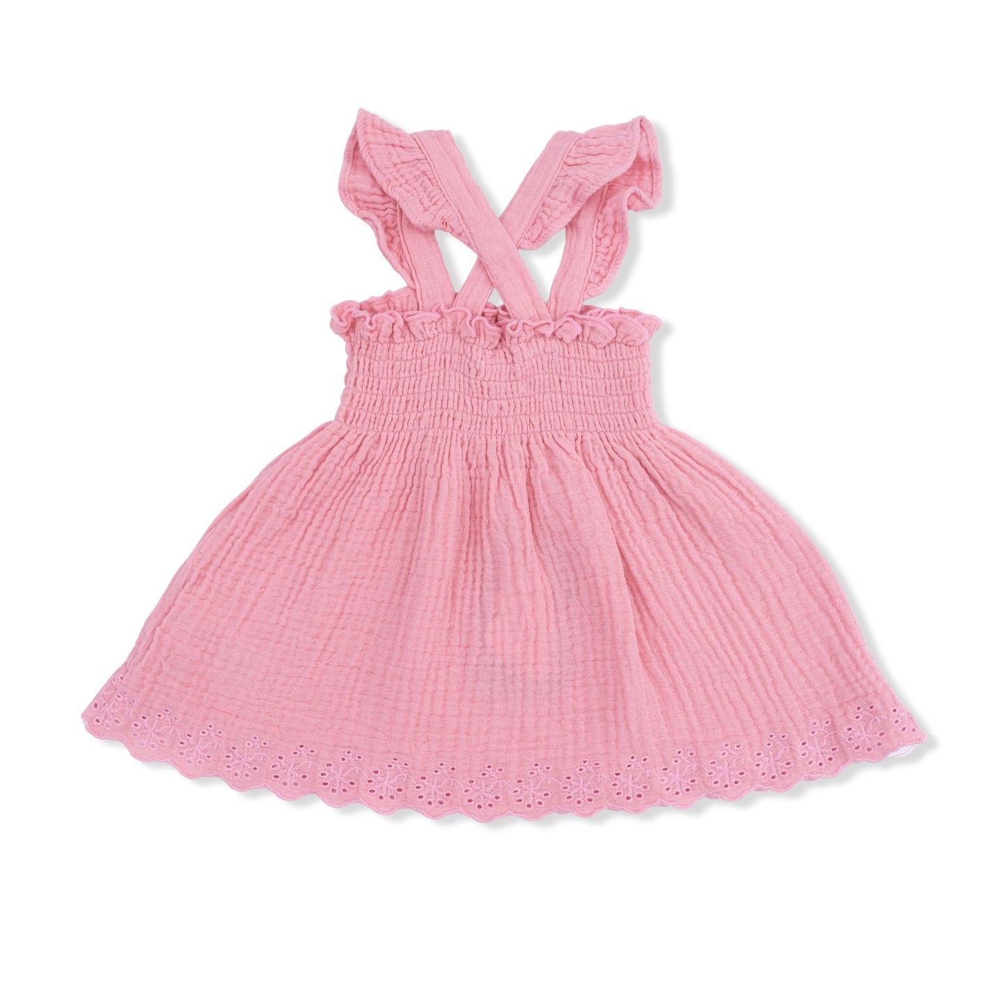 Solid Muslin Poignant Pink - Smocked Top with Bloomer
