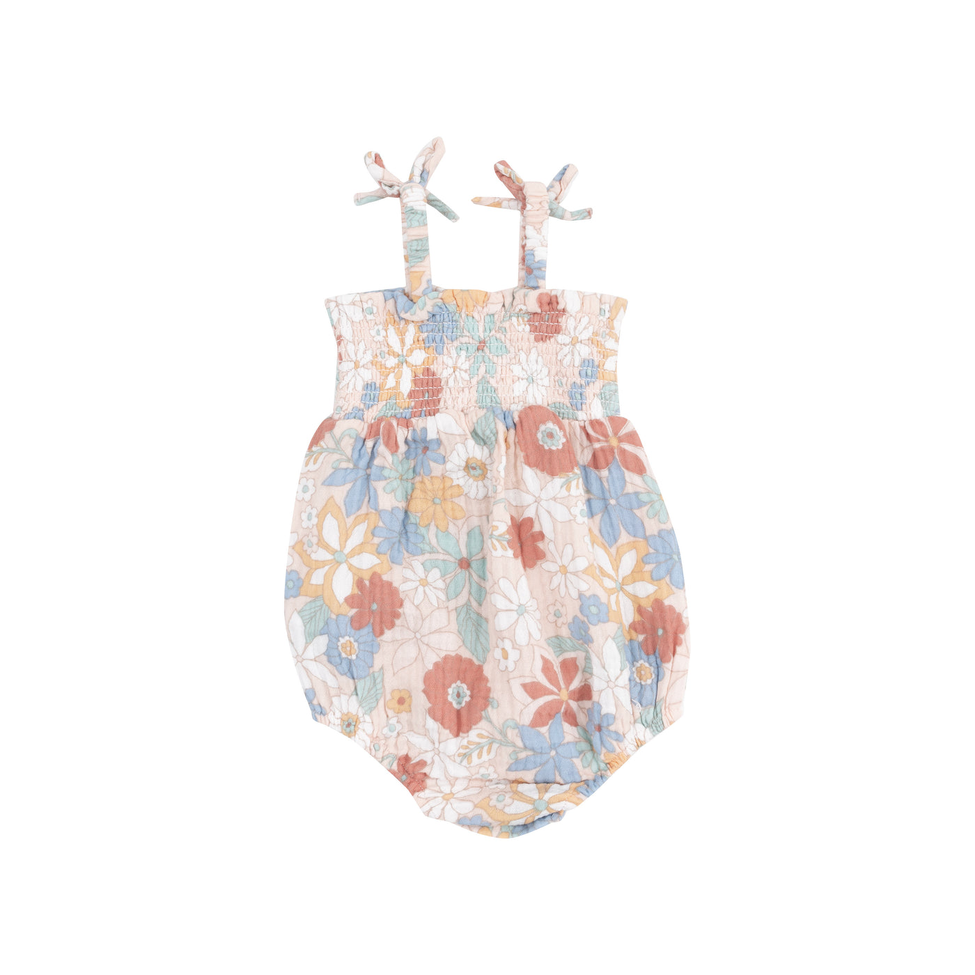 Tie Strap Smocked Bubble - Tropical Retro Floral