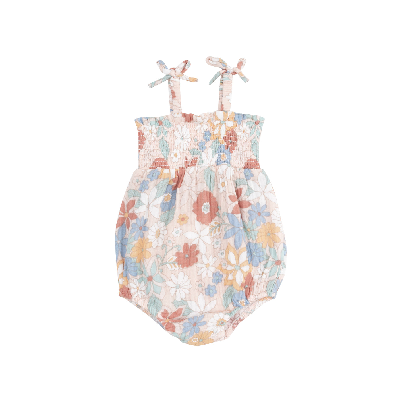 Tie Strap Smocked Bubble - Tropical Retro Floral