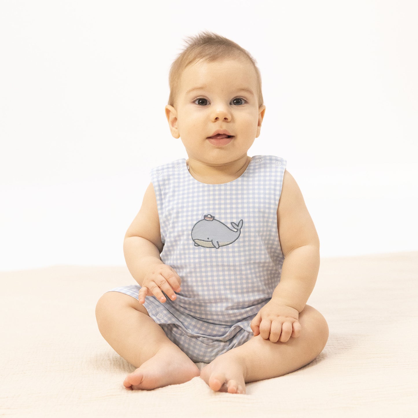 Bubbly Sailor Whales Blue - Sleeveless Jon Jon-Angel Dear