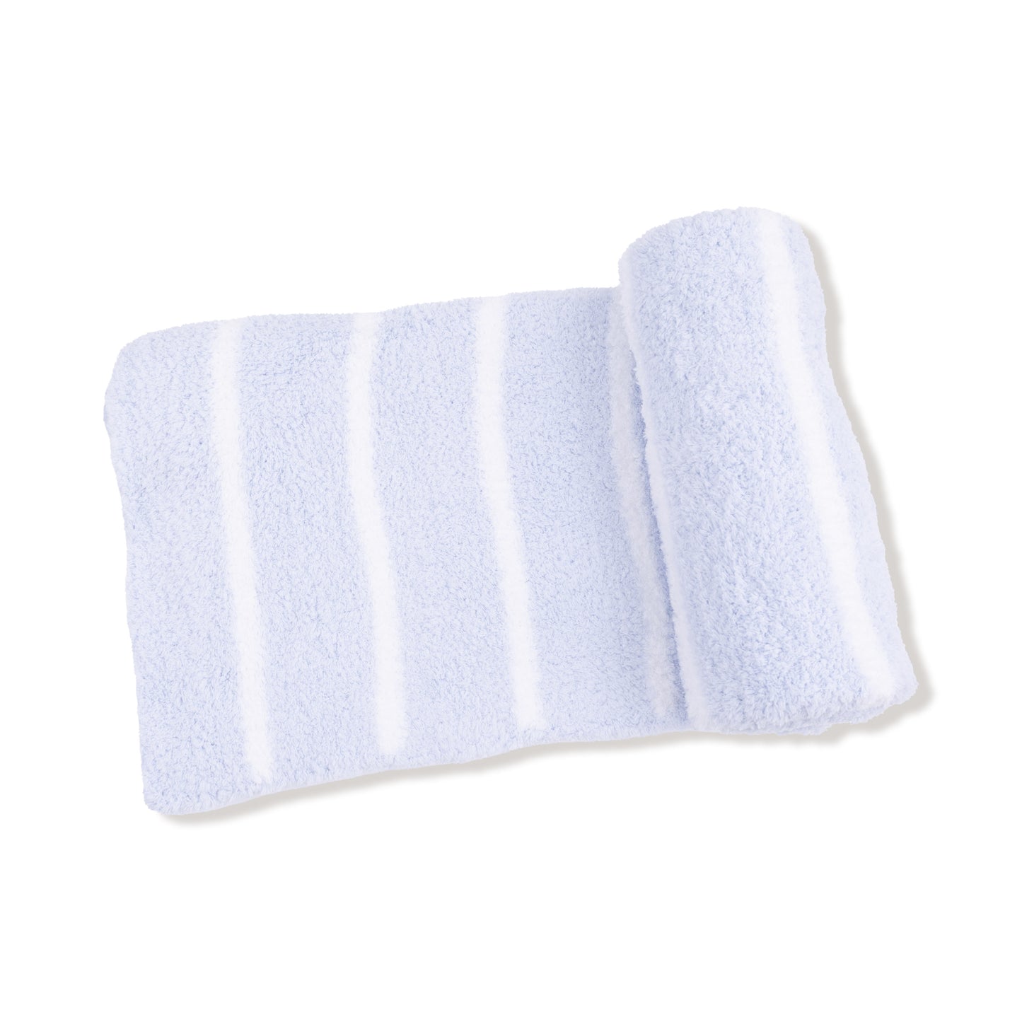 Chenille Blanket - Light Blue & Ivory Stripe-Angel Dear