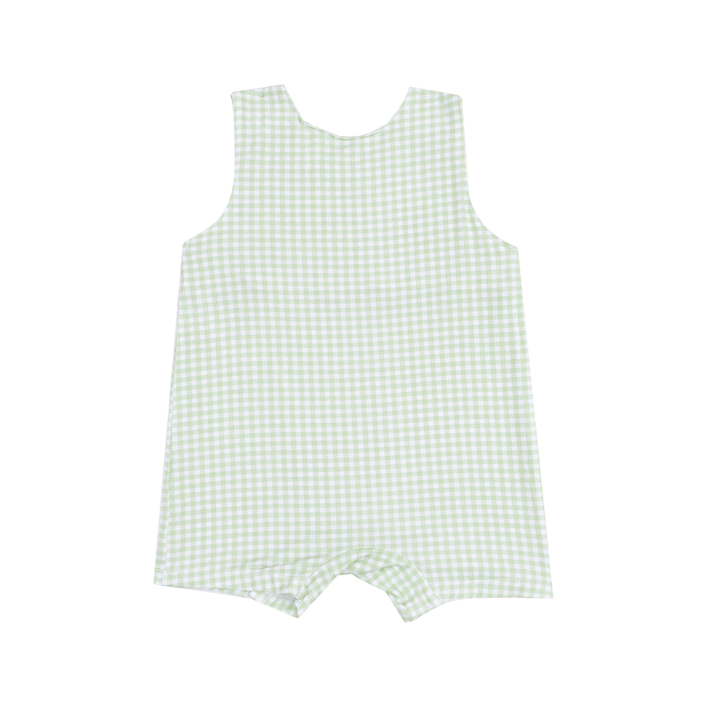 Sleeveless Shortie Romper with Baby Chick Applique - Mini Gingham Green