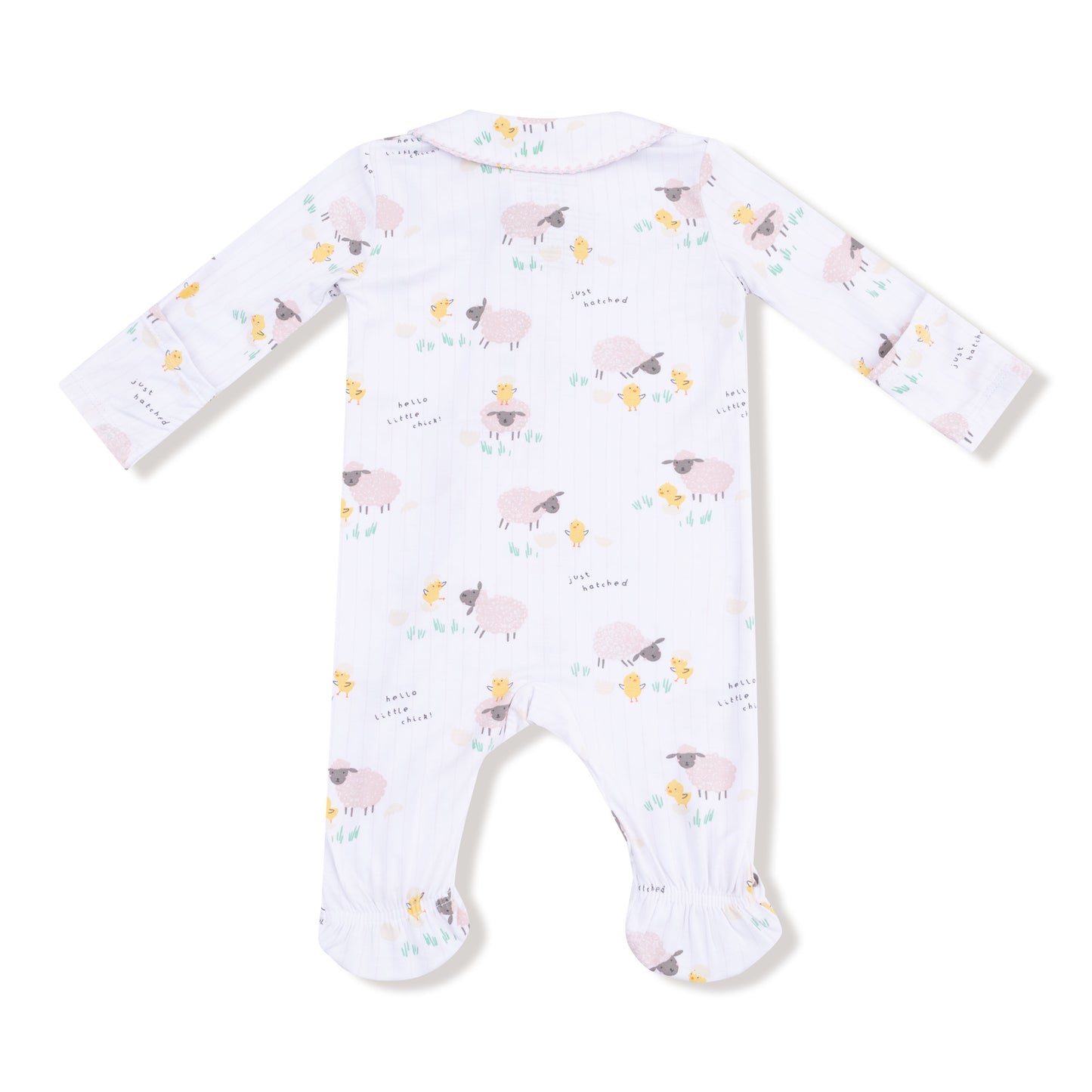 Peter Pan 2 Way Zipper Footie in our  Just Hatched - Pink print from Angel Dear