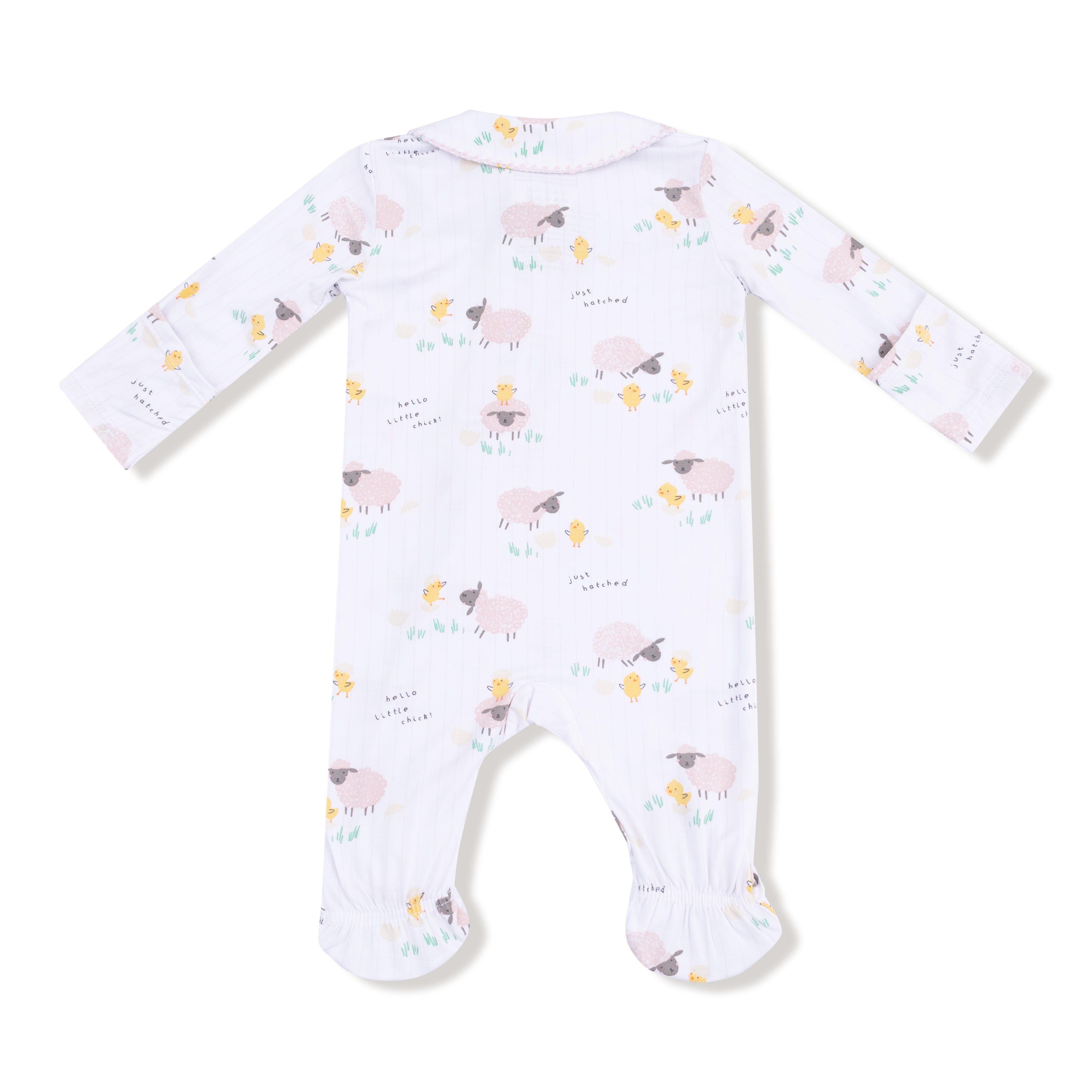 Peter Pan 2 Way Zipper Footie in our  Just Hatched - Pink print from Angel Dear