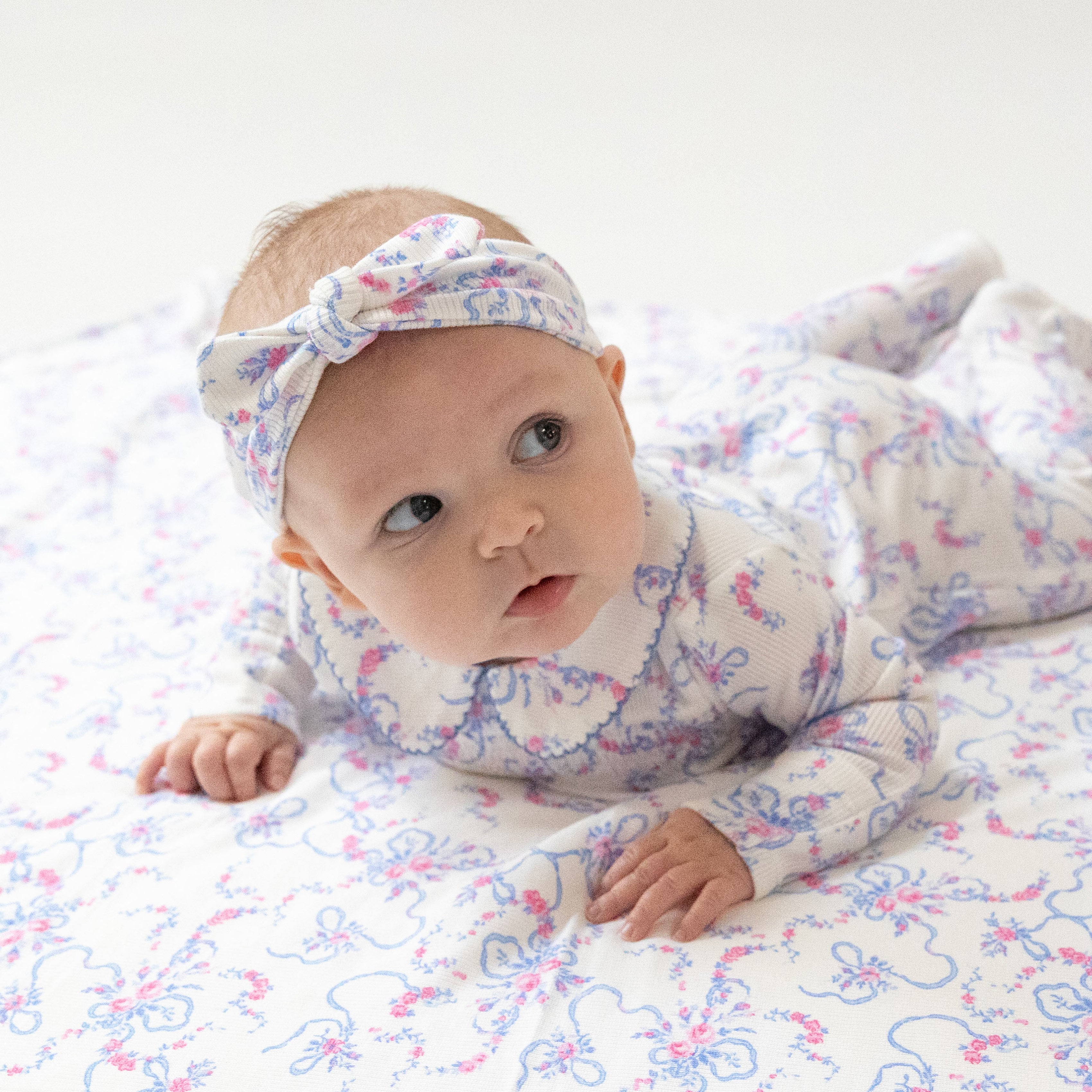 Knot Headband in our  Ribbon Floral Fling print from Angel Dear