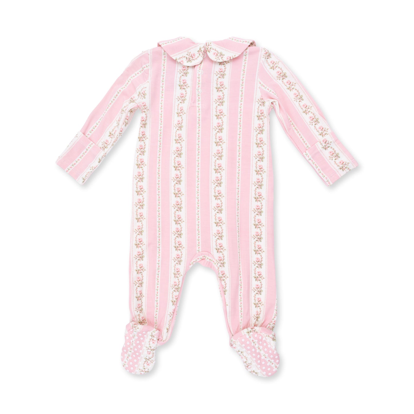 Antoinette Stripe - Smocked Peter Pan Snap Footie
