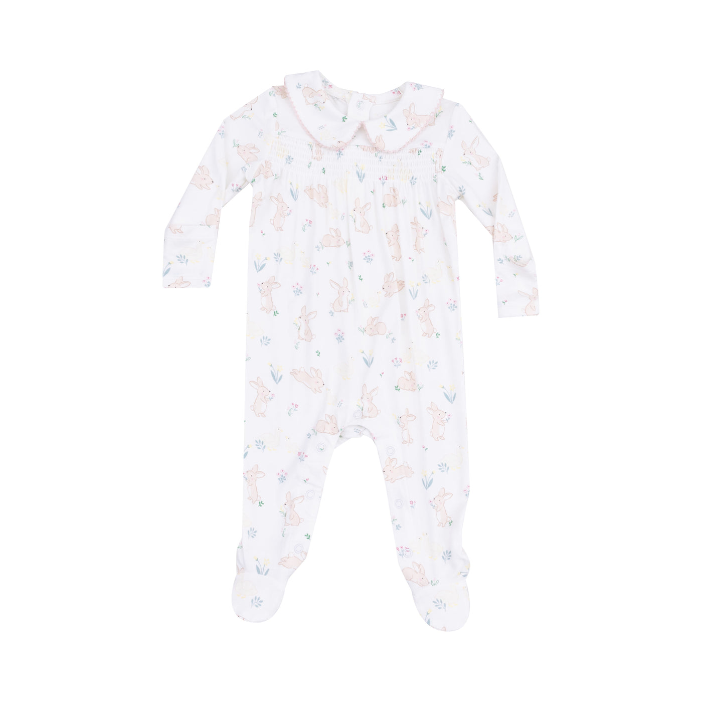 Smocked Peter Pan Footie - Bunny and Duck