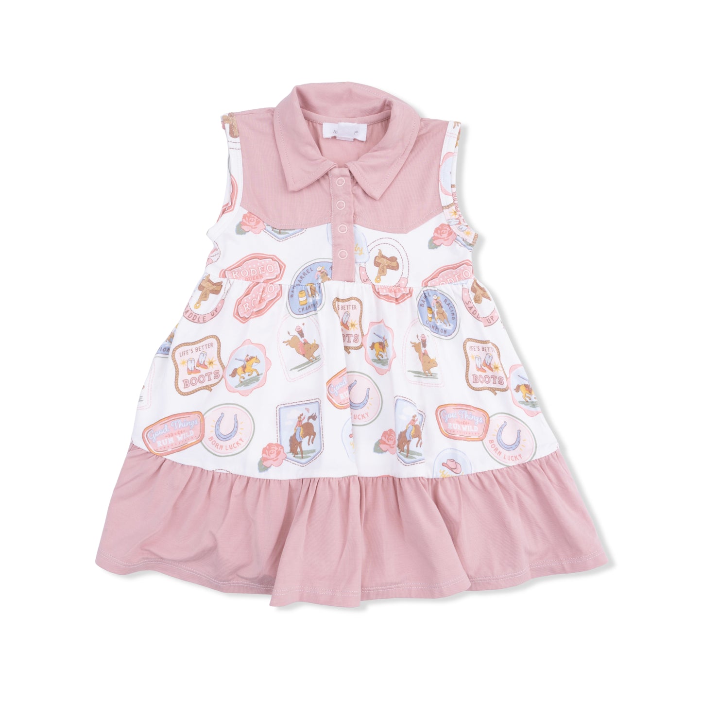 Rodeo Patches Pink - Cowboy Bodysuit Dress-Angel Dear