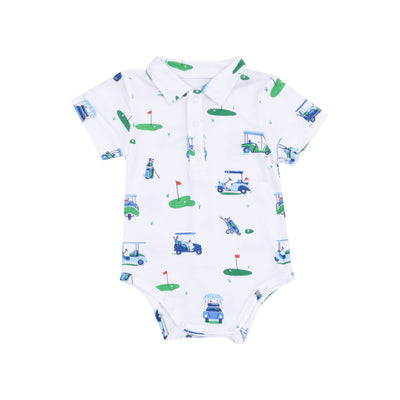 Polo Bodysuit - Vintage Golf Carts Blue-Angel Dear