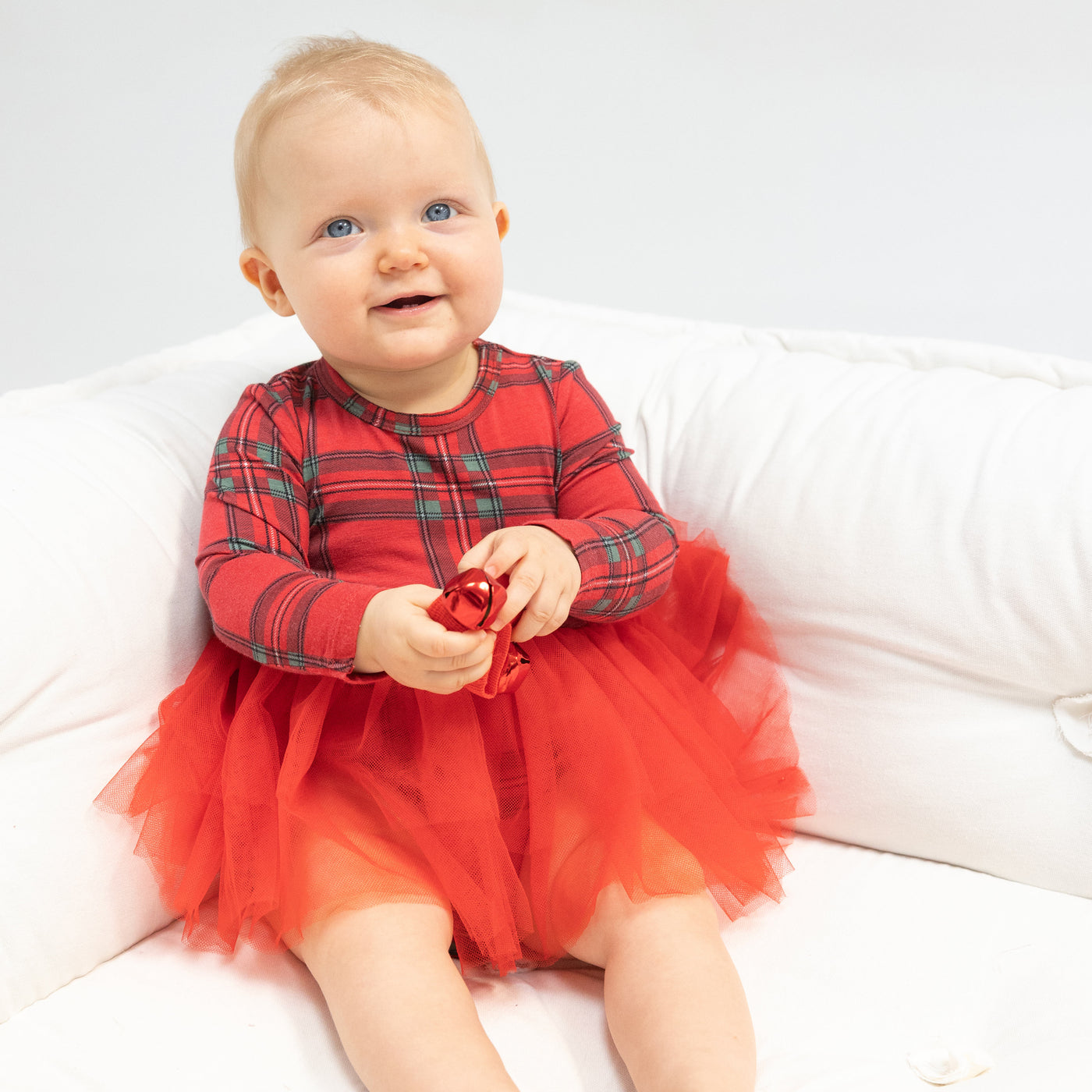 L/S Tutu Bodysuit - Vintage Holiday Plaid-Angel Dear