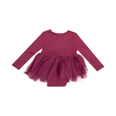 L/S Tutu Bodysuit - Basic - Solid Rose Bud-Angel Dear