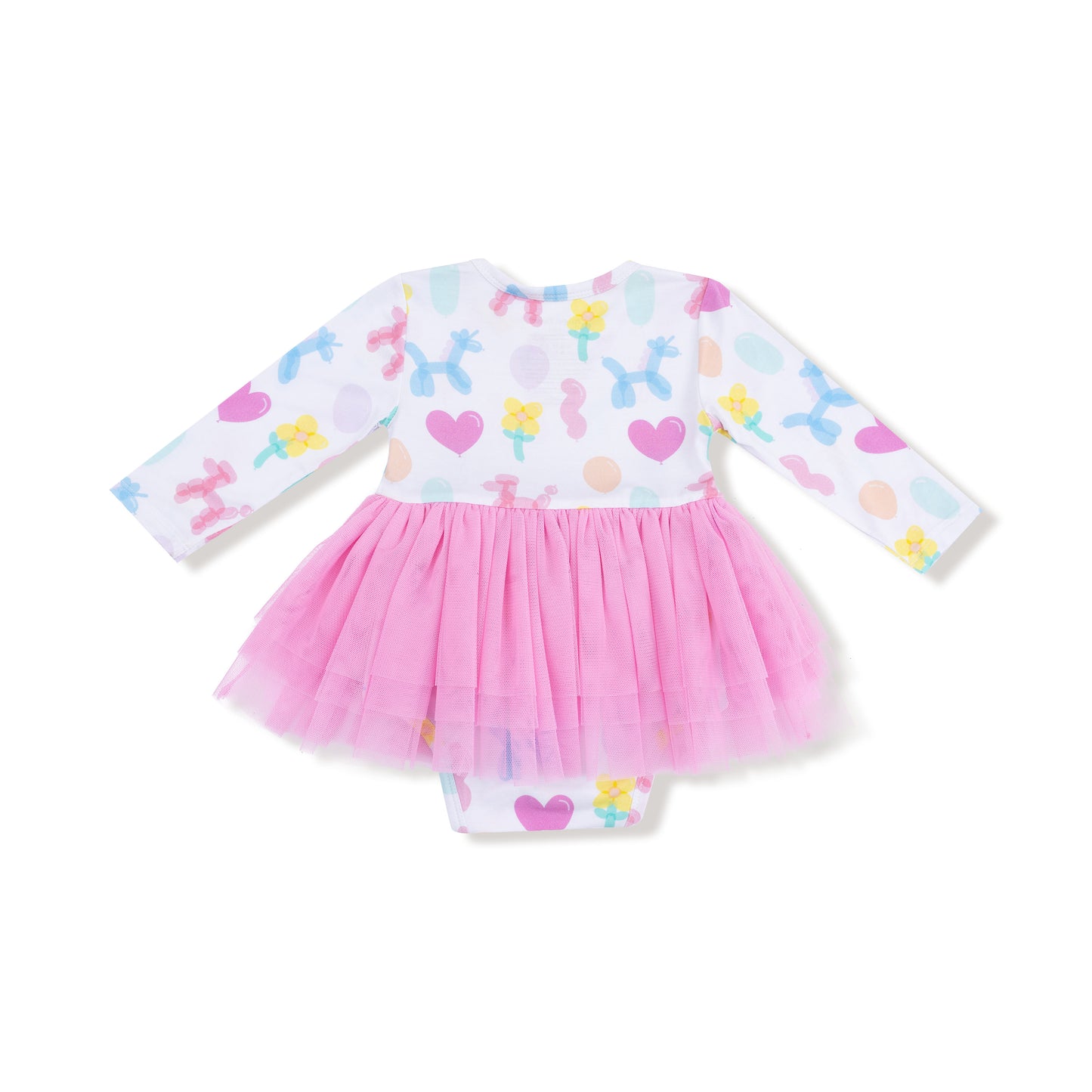 Long Sleeve Tutu Bodysuit in our  Balloon Animals Pink print from Angel Dear