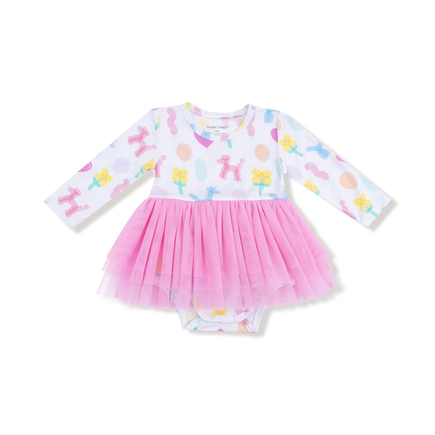 Long Sleeve Tutu Bodysuit in our  Balloon Animals Pink print from Angel Dear