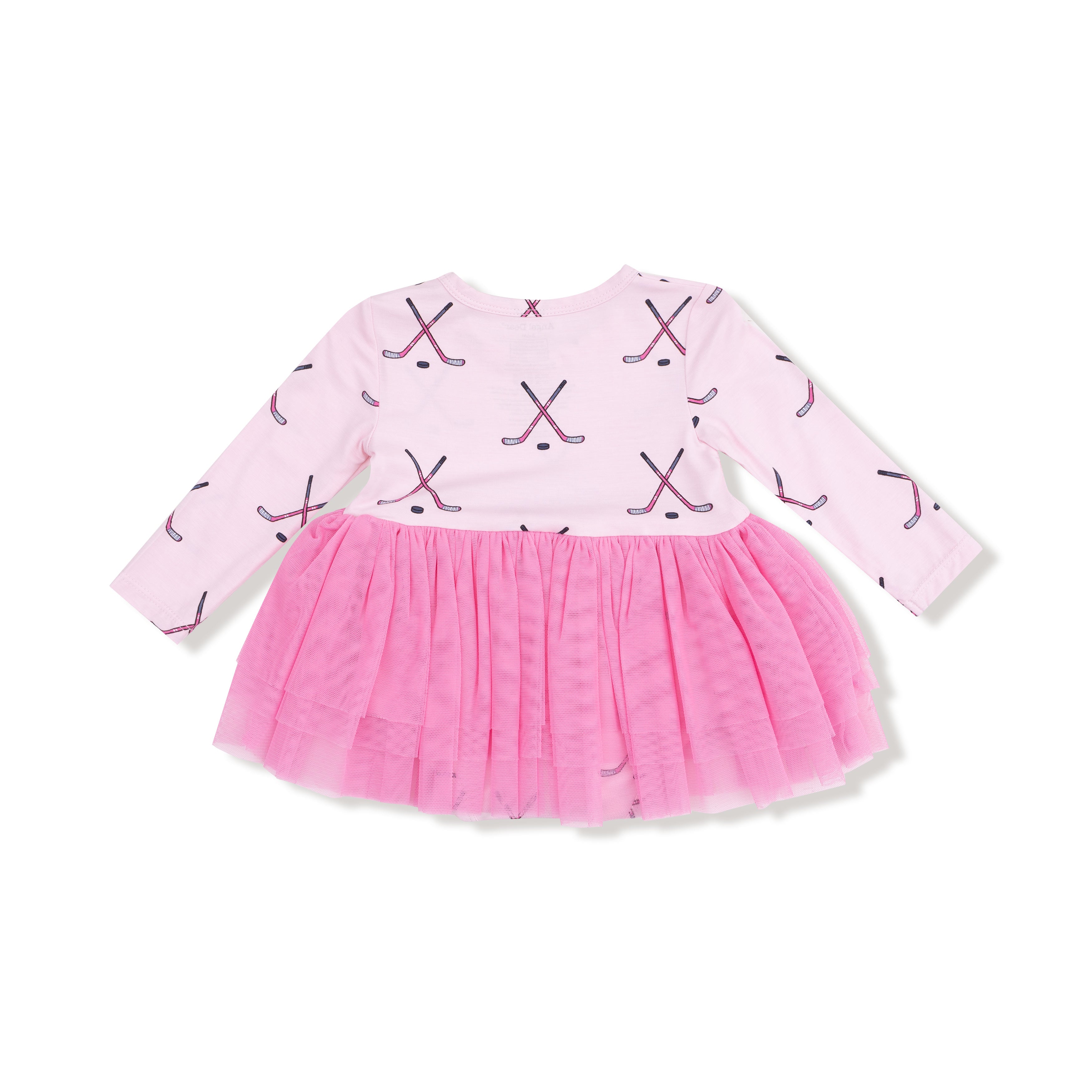 Long Sleeve Tutu Bodysuit in our  Hockey - Pink print from Angel Dear