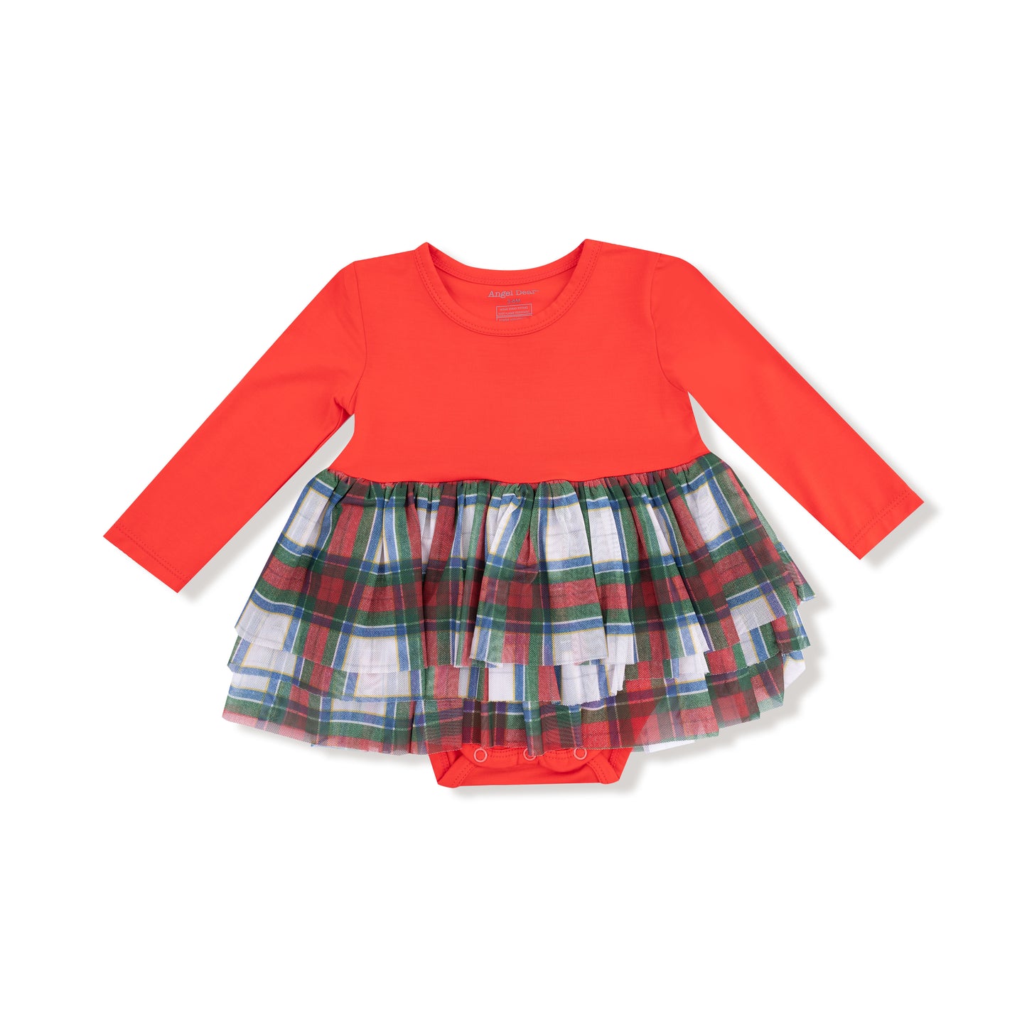 Long Sleeve Tutu Bodysuit in our  Holiday Plaid print from Angel Dear