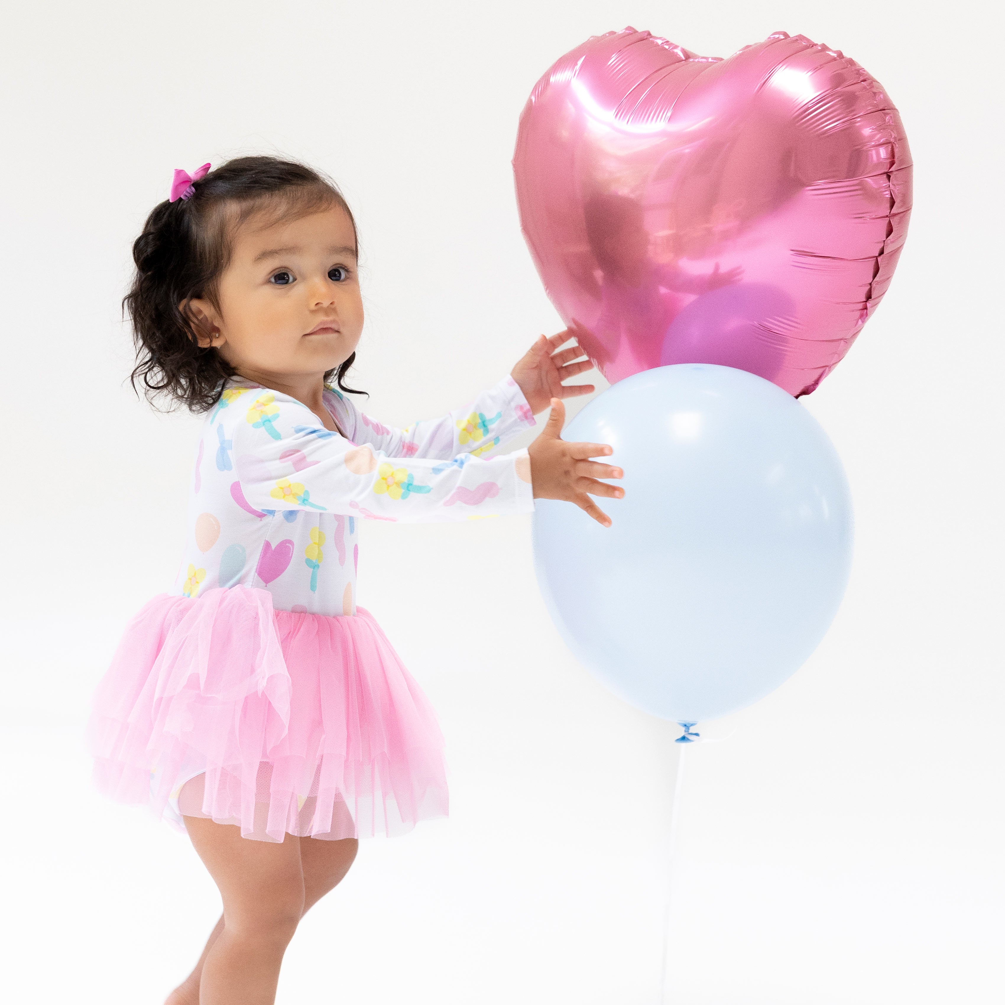 Long Sleeve Tutu Bodysuit in our  Balloon Animals Pink print from Angel Dear