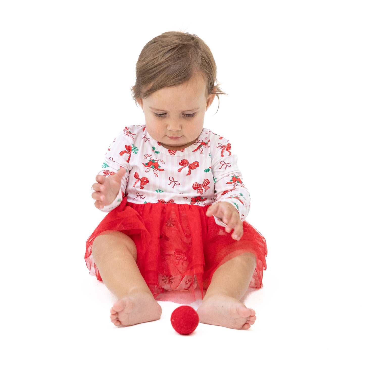 Bows & Candy Canes - Long Sleeve Tutu Bodysuit Dress