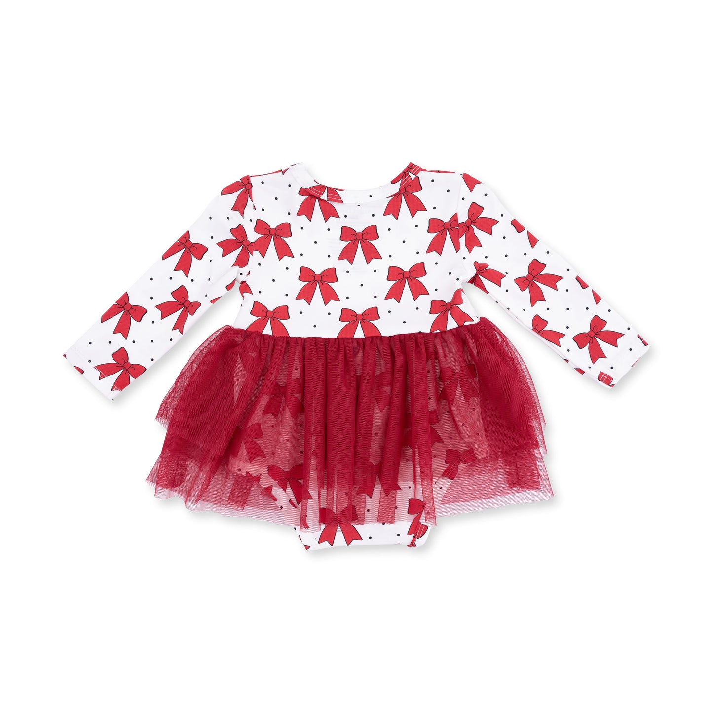Festive Bows - Long Sleeve Tutu Bodysuit Dress
