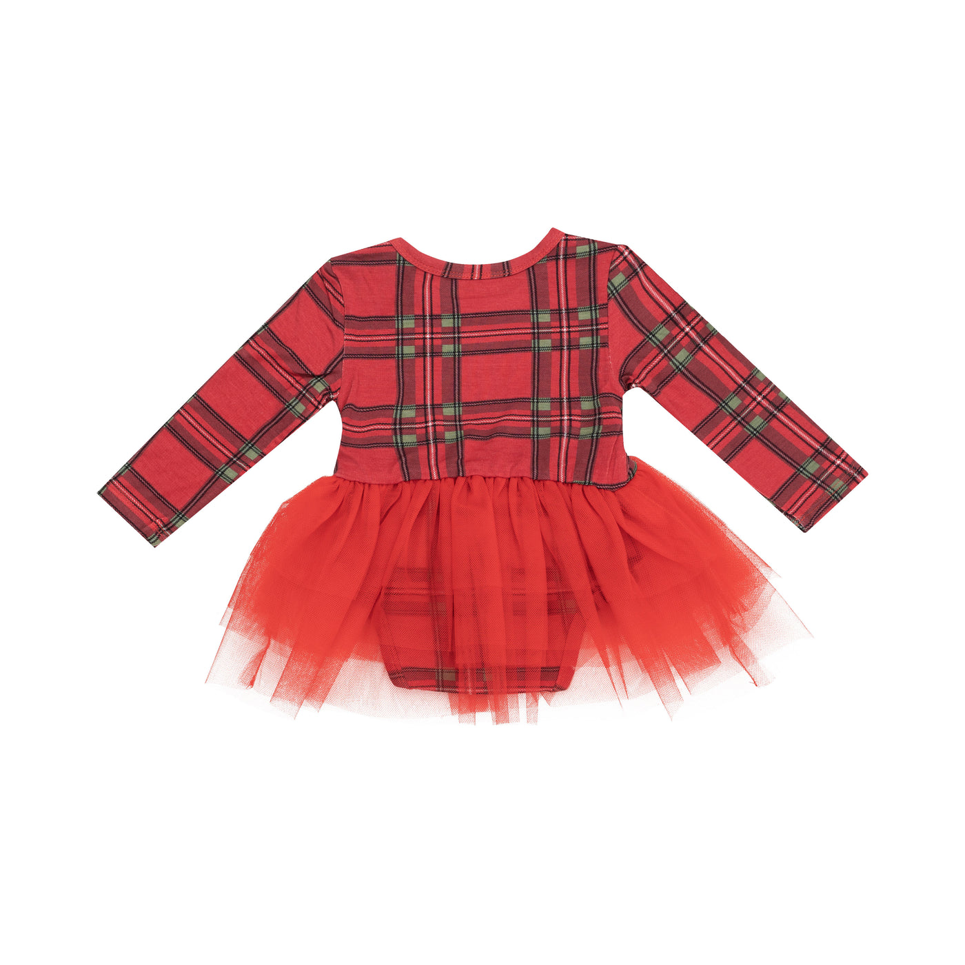 L/S Tutu Bodysuit - Vintage Holiday Plaid-Angel Dear