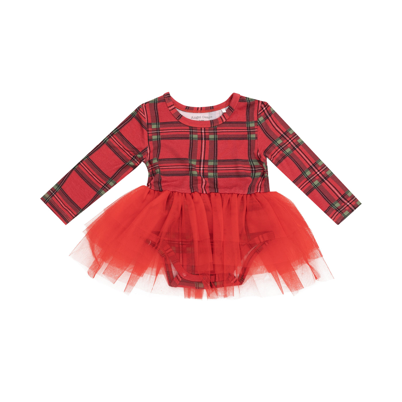 L/S Tutu Bodysuit - Vintage Holiday Plaid-Angel Dear