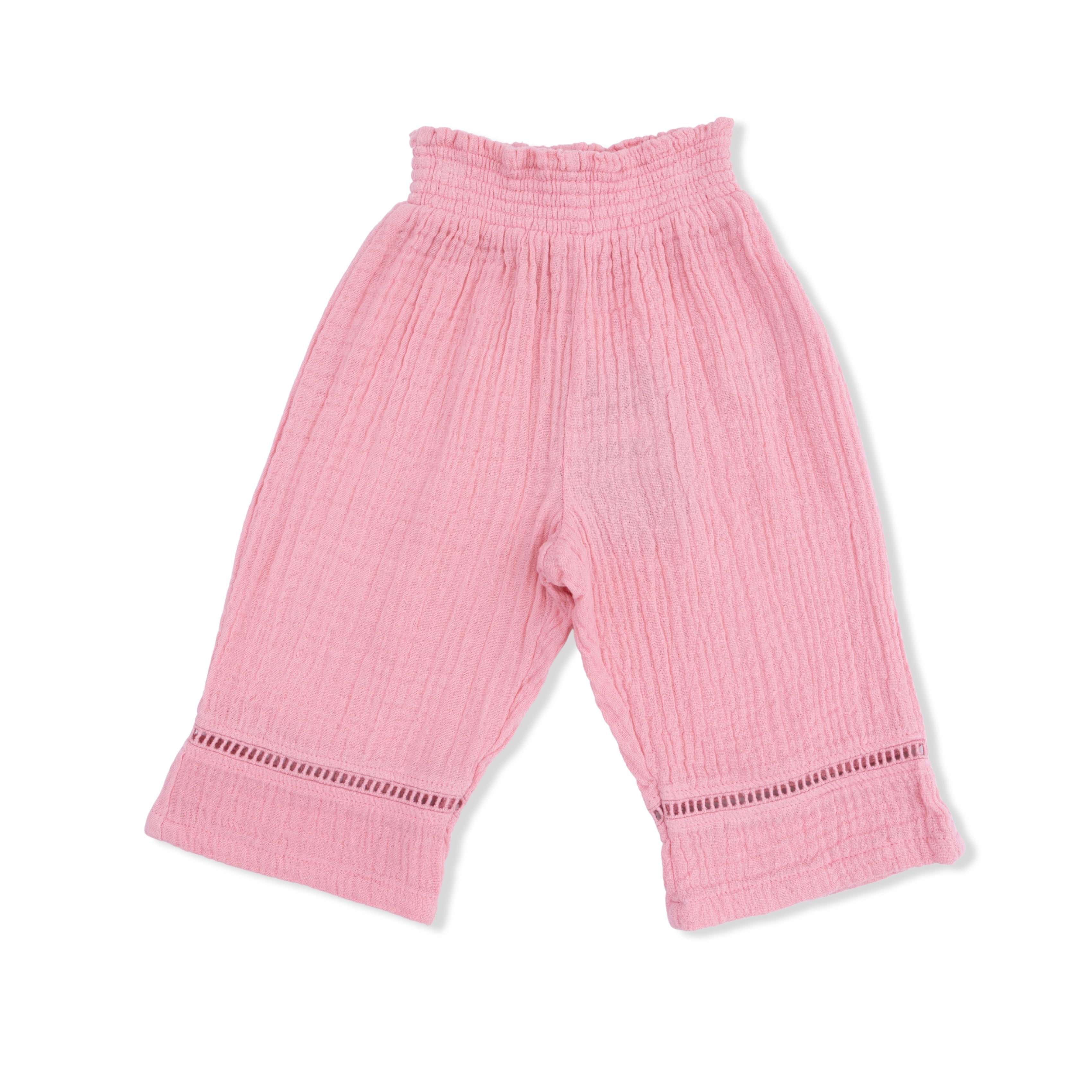 Solid Muslin Poignant Pink - Smocked Waist Pants-Angel Dear