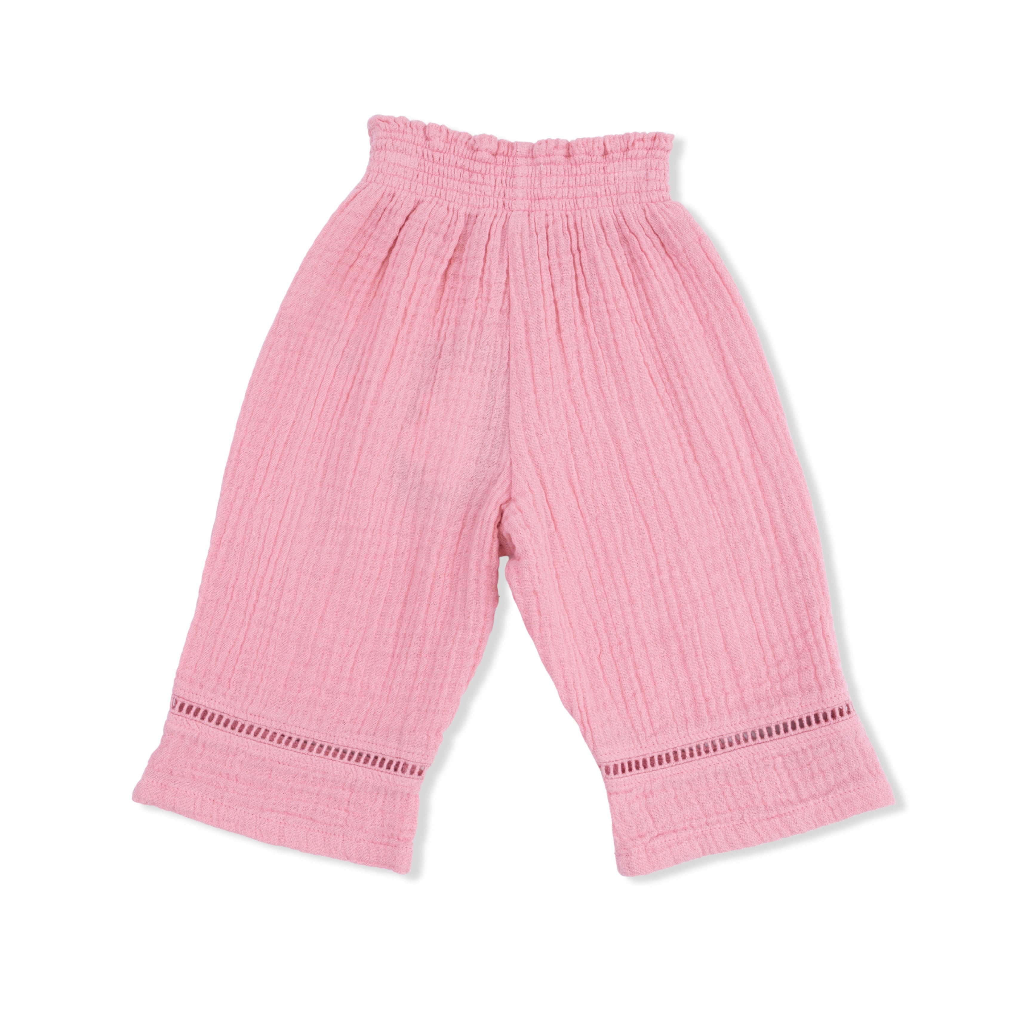 Solid Muslin Poignant Pink - Smocked Waist Pants-Angel Dear