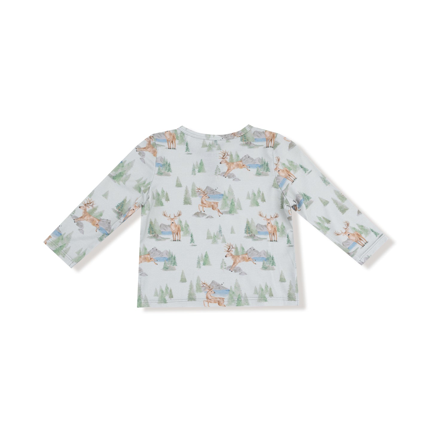 Long Sleeve Henley in our  Buck Deer print from Angel Dear