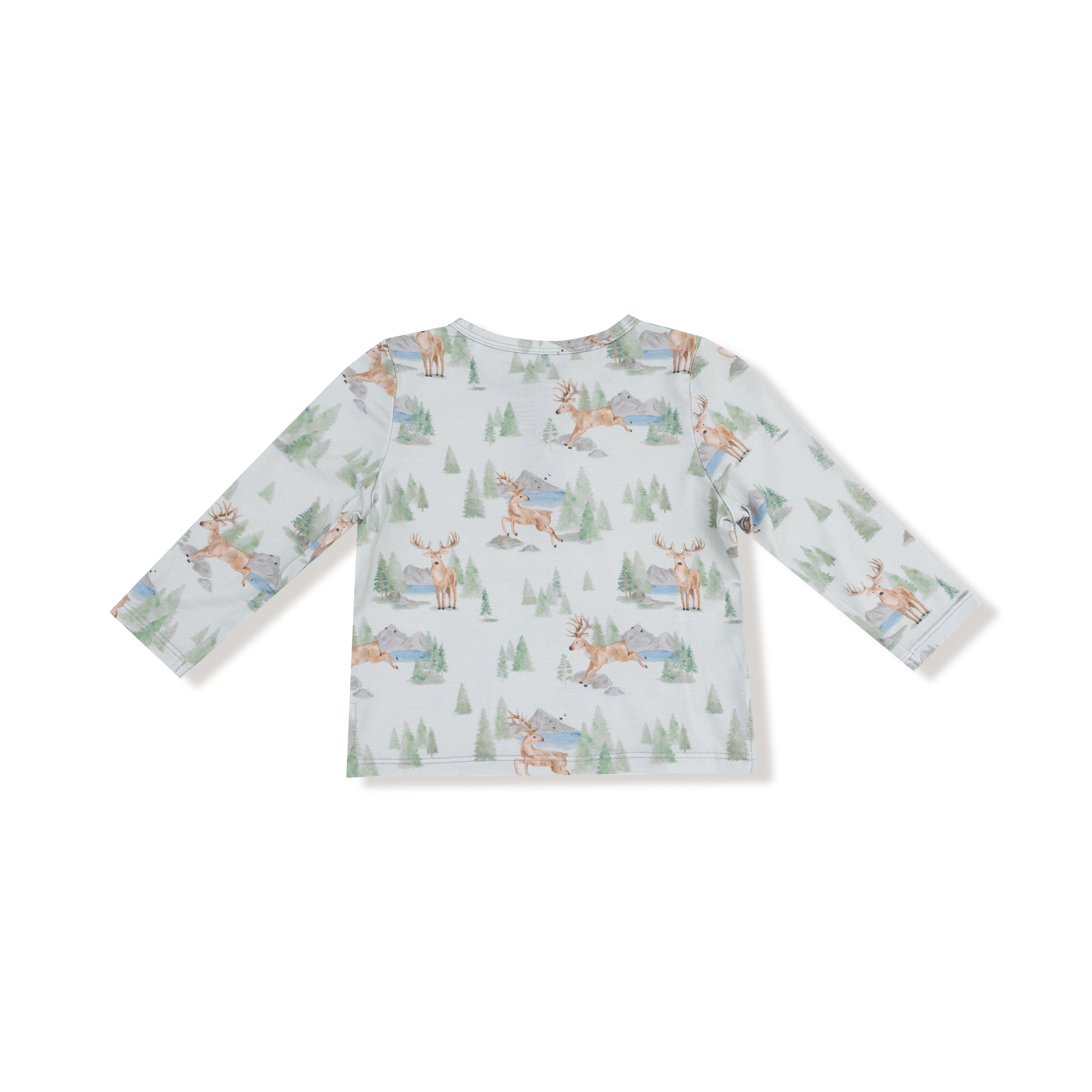 Long Sleeve Henley in our  Buck Deer print from Angel Dear