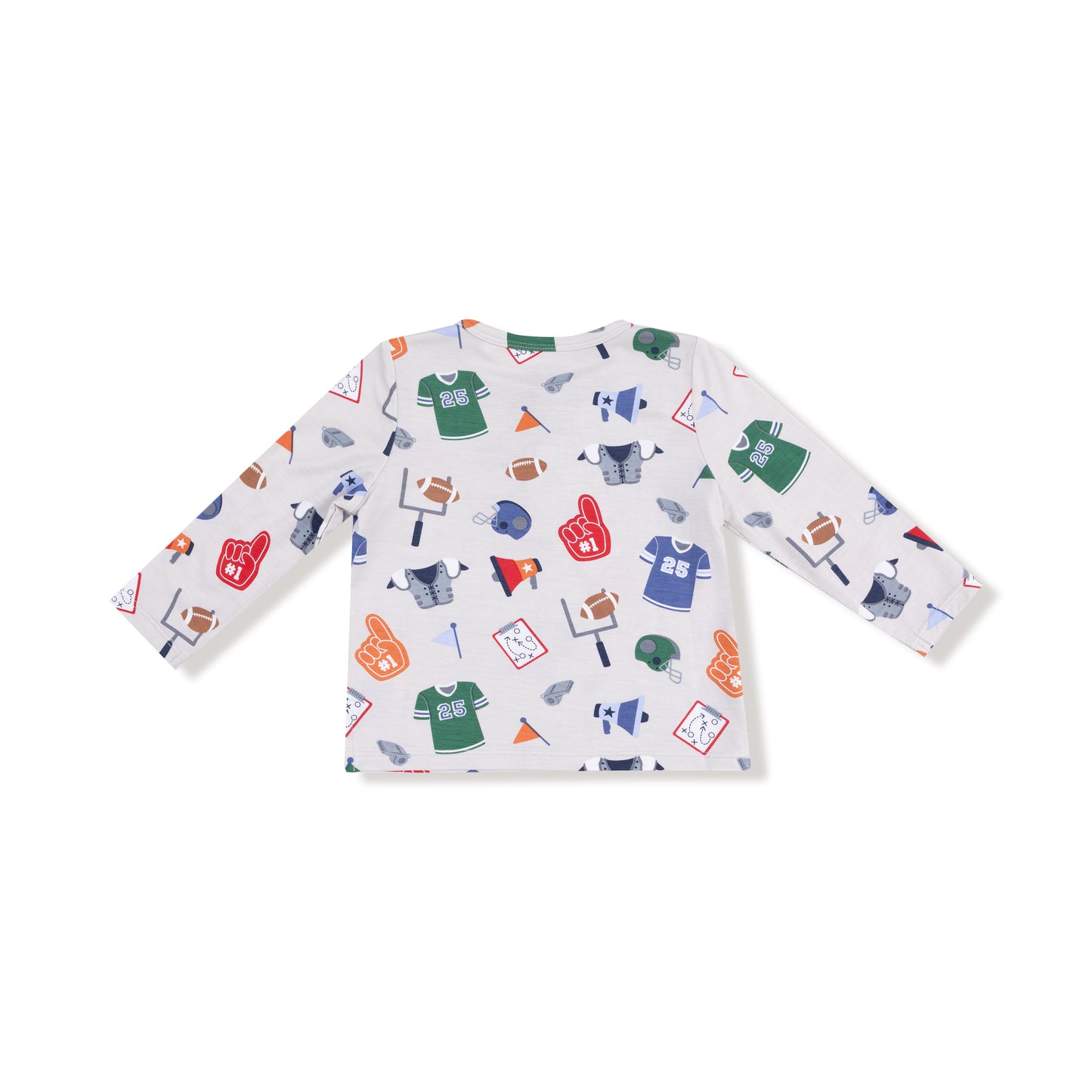 Long Sleeve Henley in our  Game Day - Grey print from Angel Dear