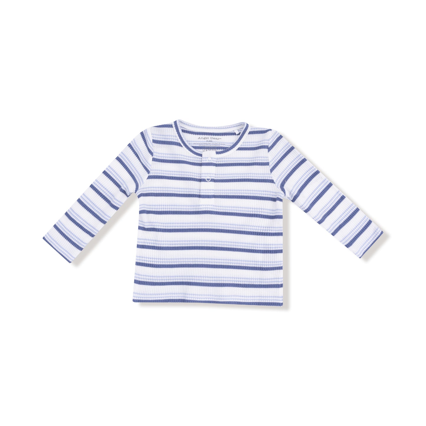 Long Sleeve Henley in our  Vintage Stripe - Blue print from Angel Dear