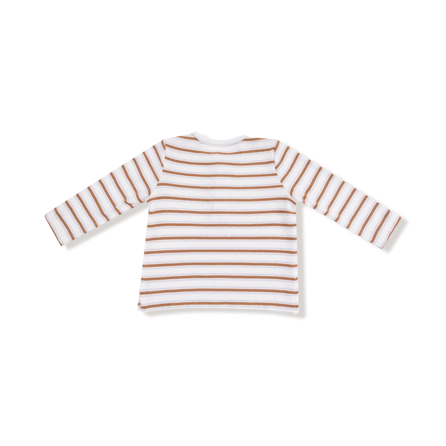 Long Sleeve Henley in our  Vintage Stripe - Brown print from Angel Dear