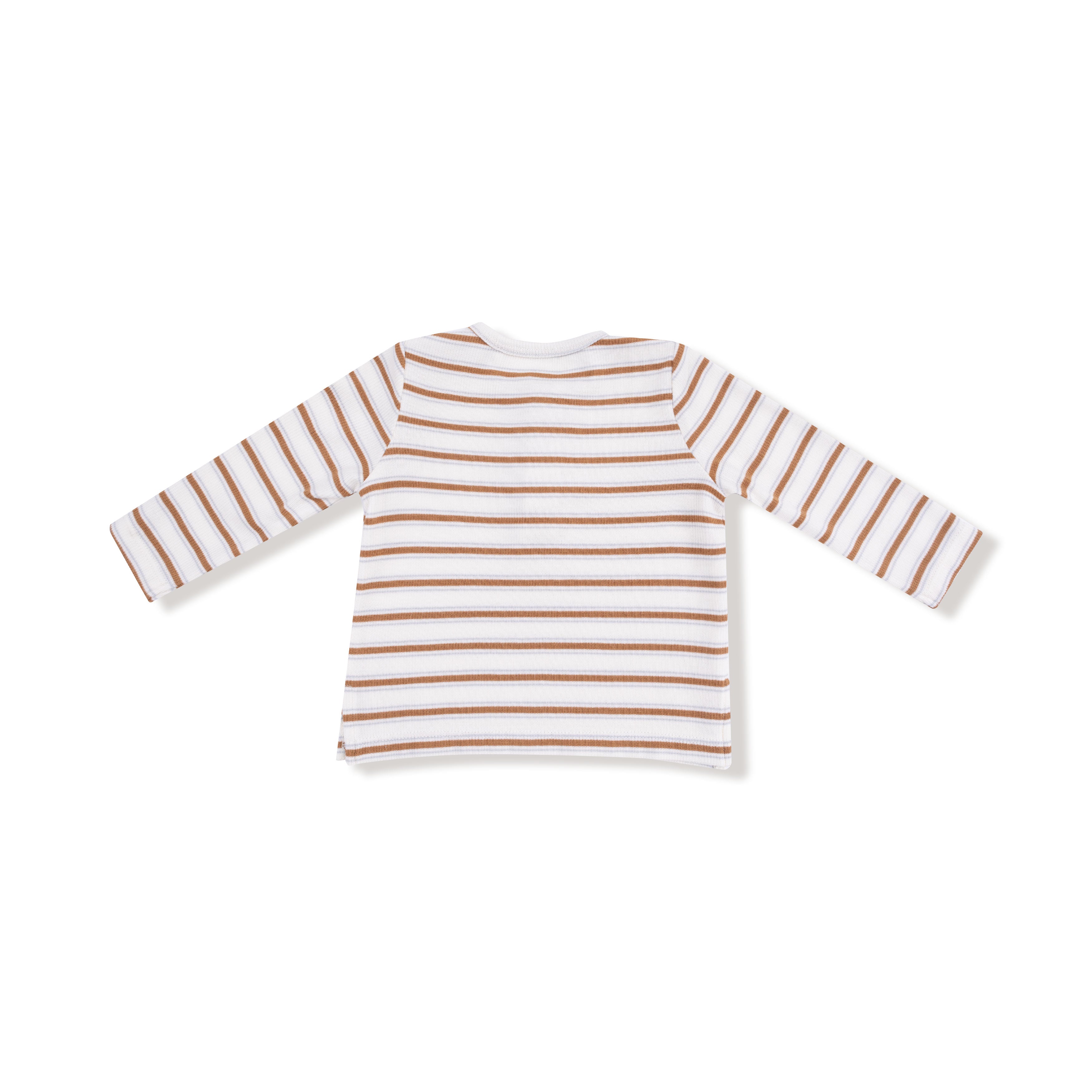 Long Sleeve Henley in our  Vintage Stripe - Brown print from Angel Dear