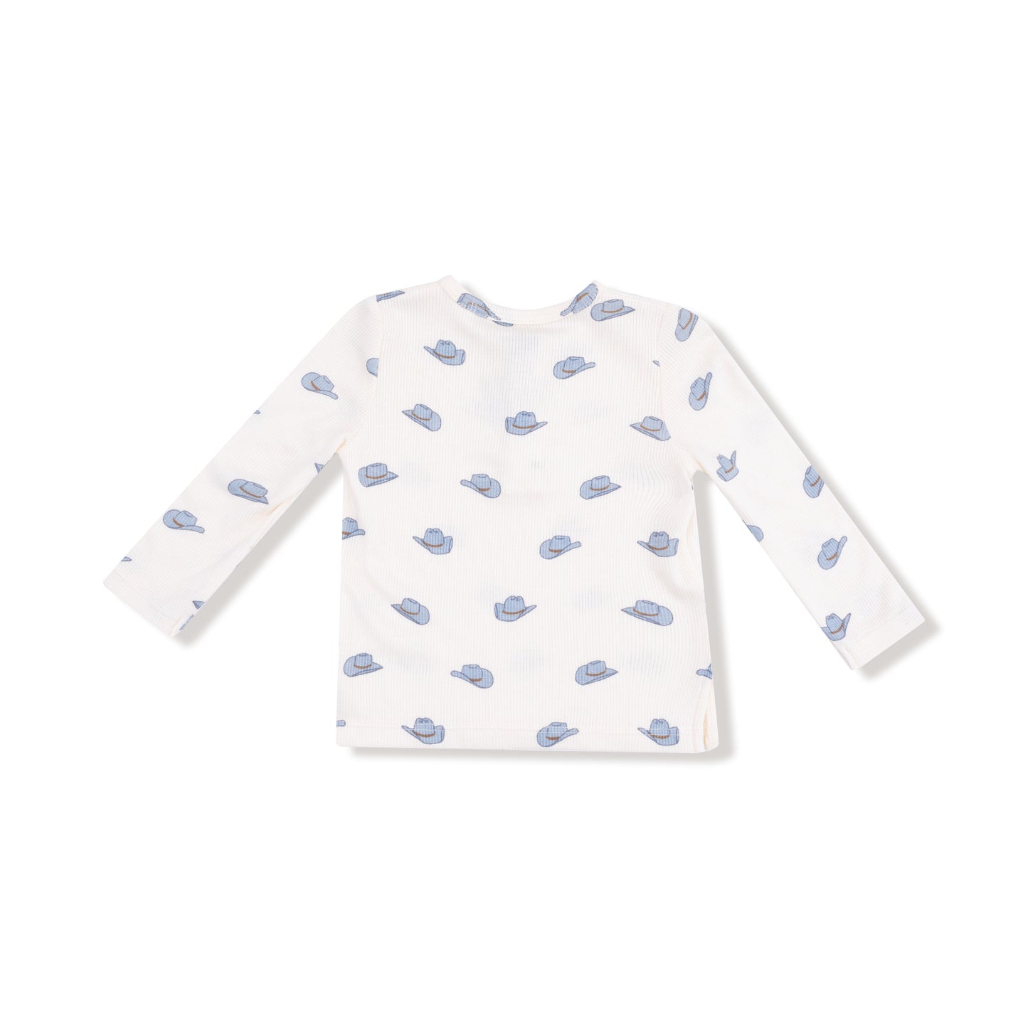 Long Sleeve Henley in our  Petite Cowboy Hats print from Angel Dear