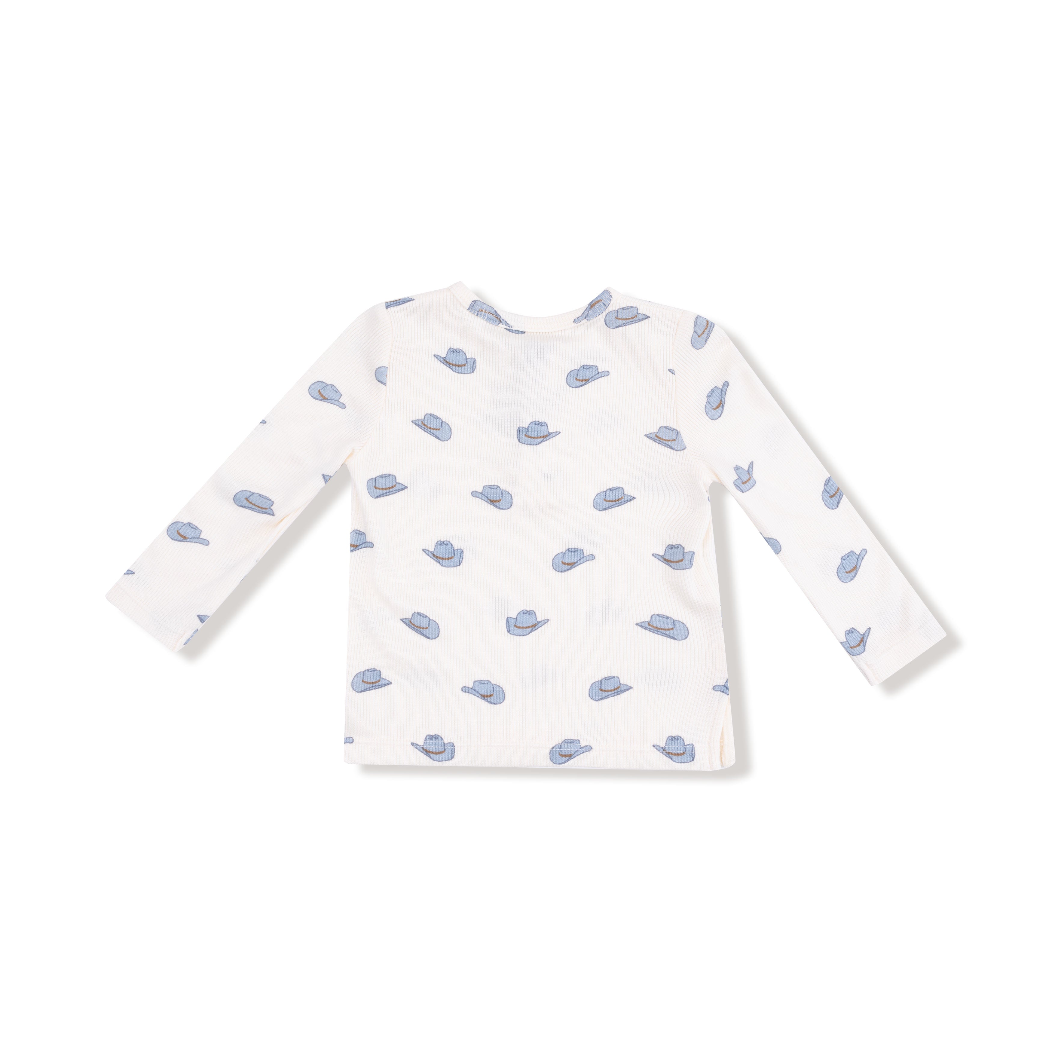 Long Sleeve Henley in our  Petite Cowboy Hats print from Angel Dear