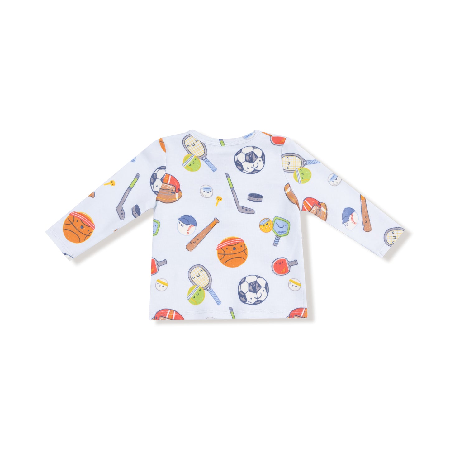 Long Sleeve Henley in our  Sports Ball Friends print from Angel Dear