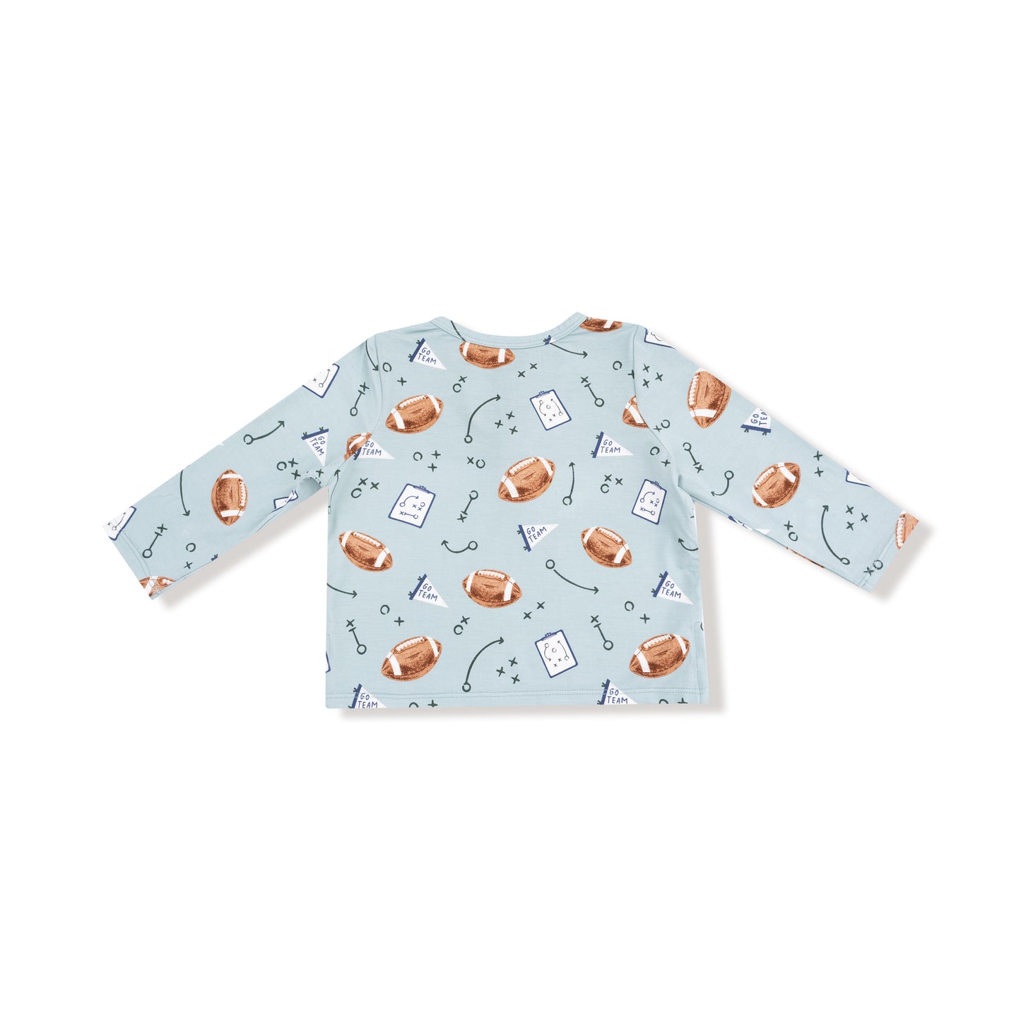 Long Sleeve Henley in our  Touchdown Time - Grey Mist print from Angel Dear