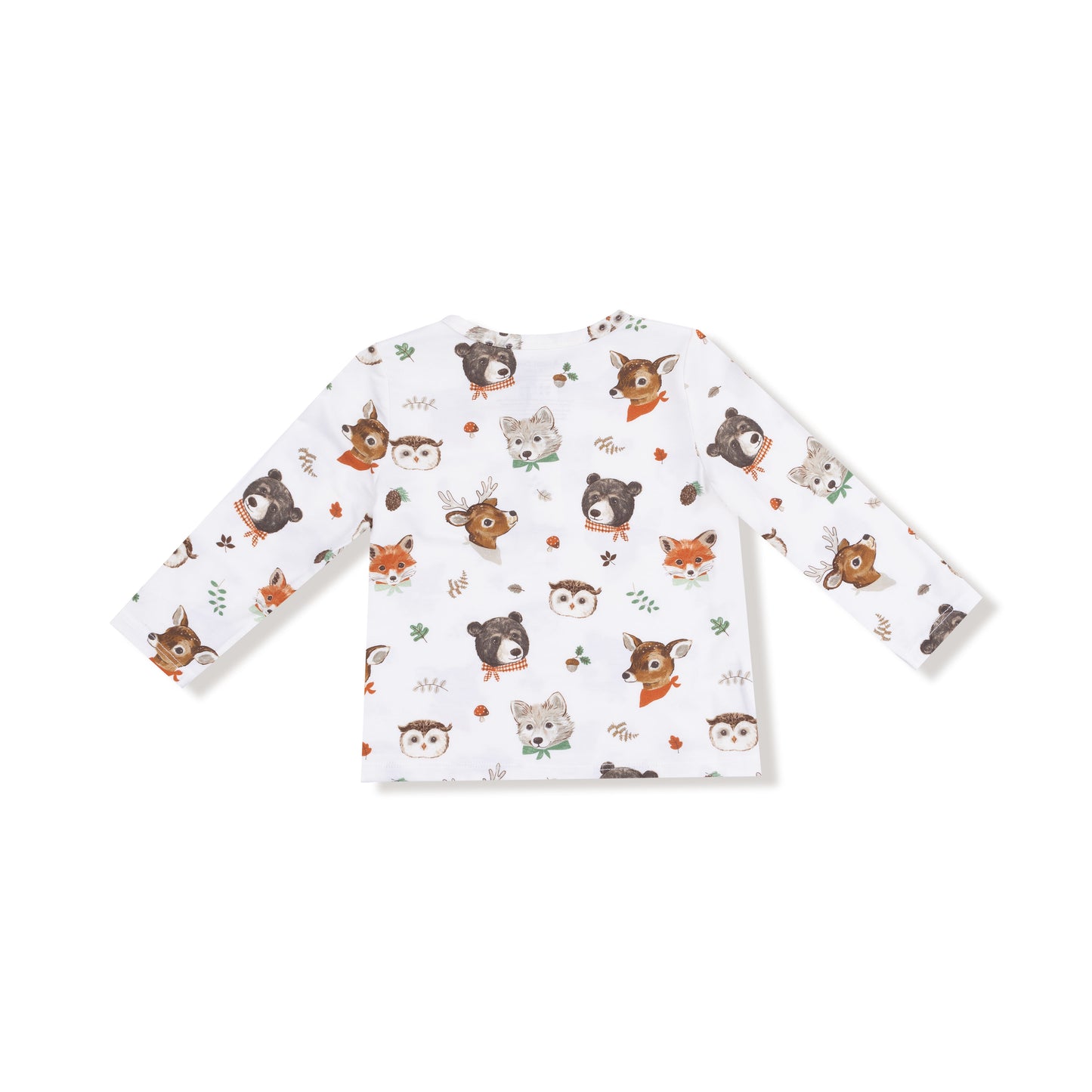 Long Sleeve Henley in our  Woodland Animal Faces print from Angel Dear