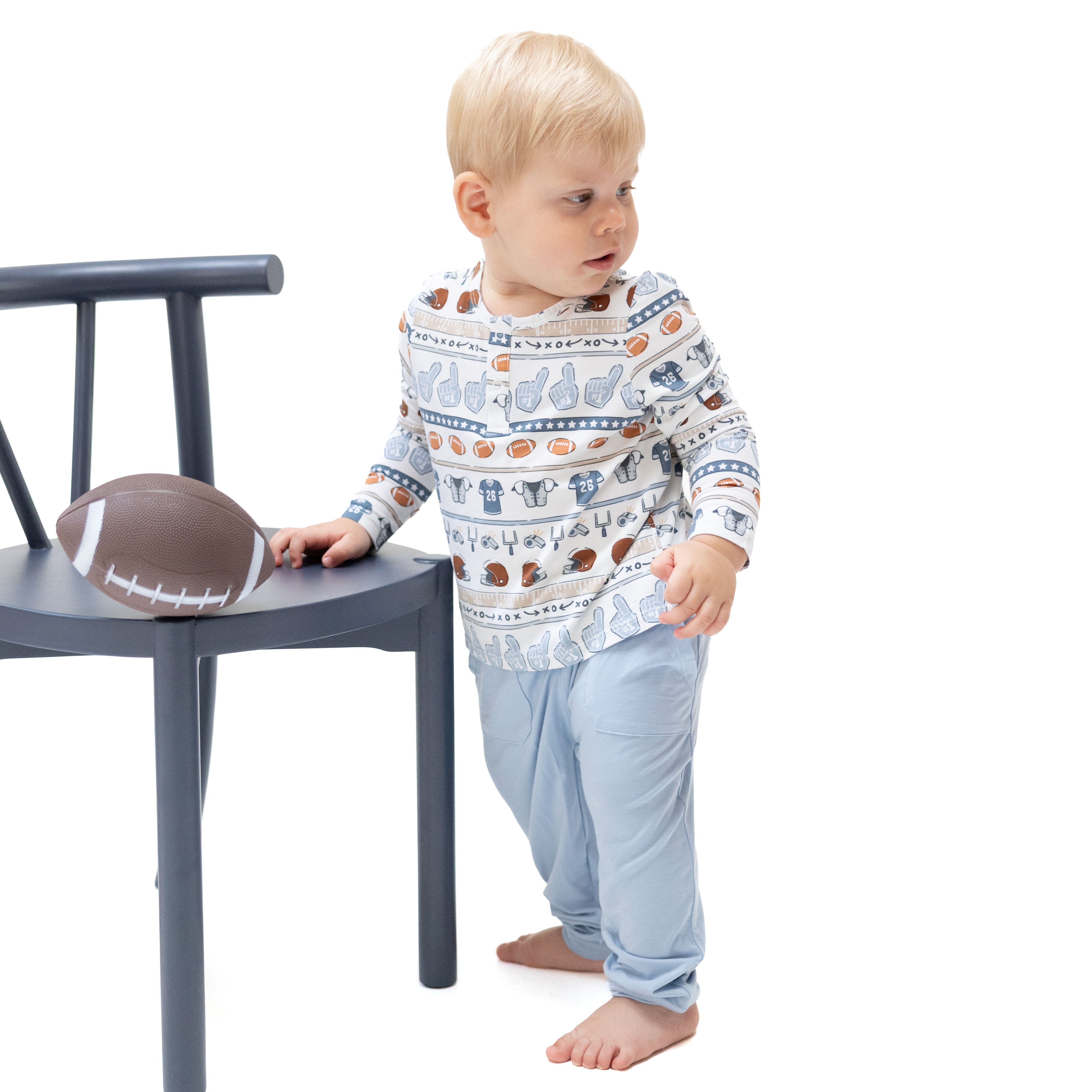 Football Stripe - Long Sleeve Henley and Jogger
