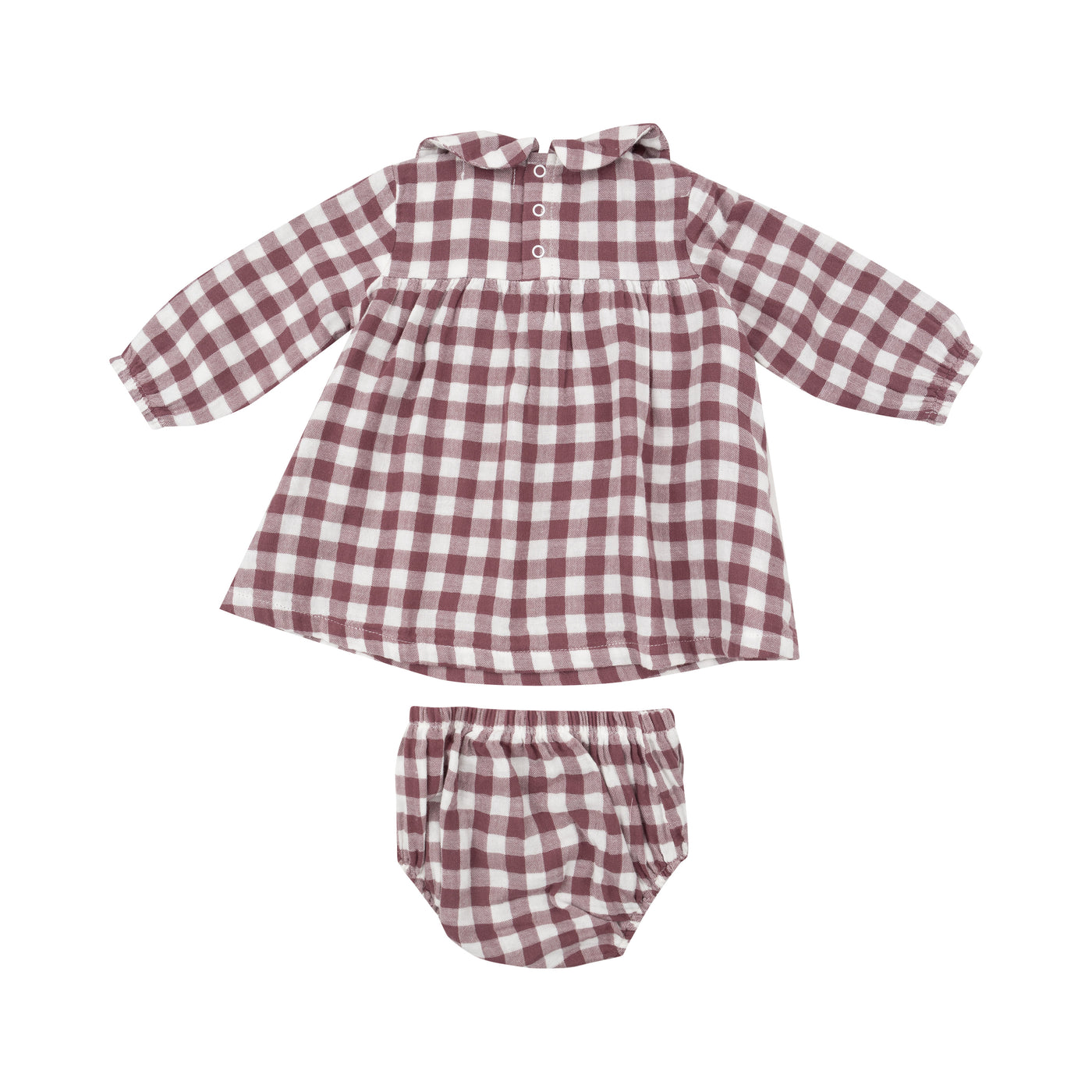 Peter Pan Collar Dress And Bloomer - Gingham Plum-Angel Dear