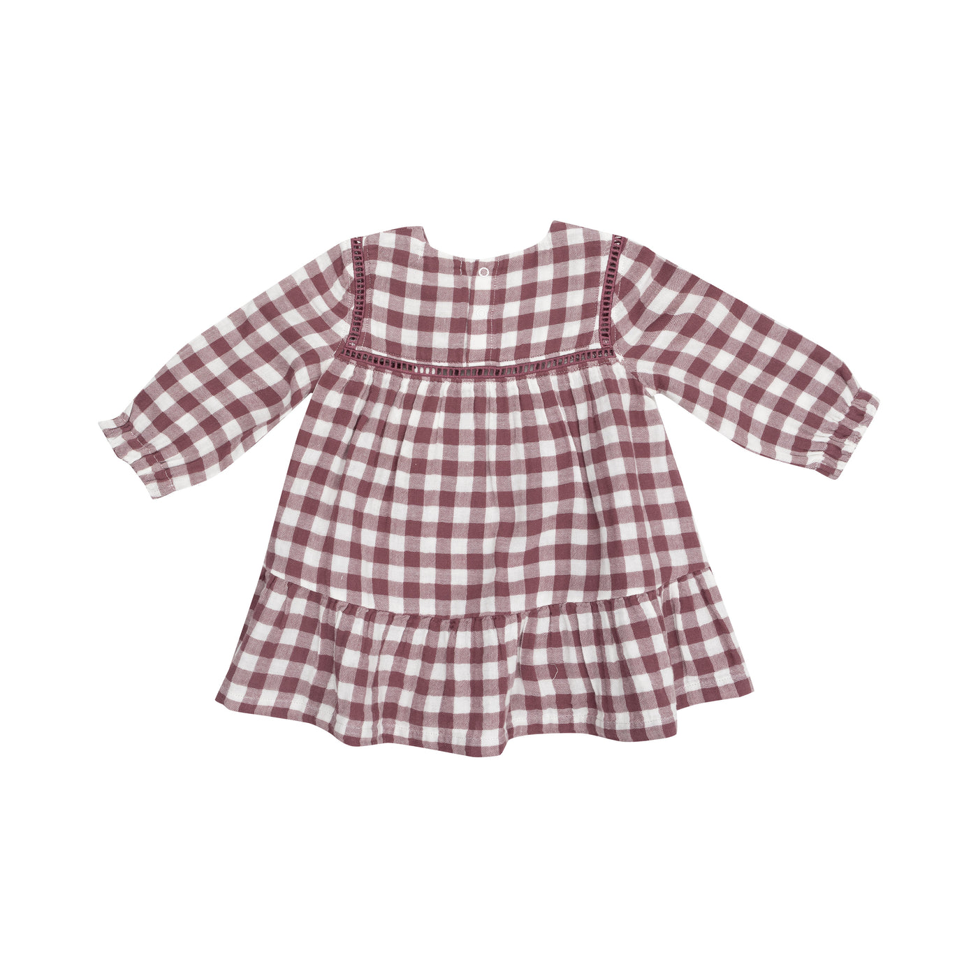 Ladder Trim Dress And Ribbed Legging - Gingham Plum-Angel Dear