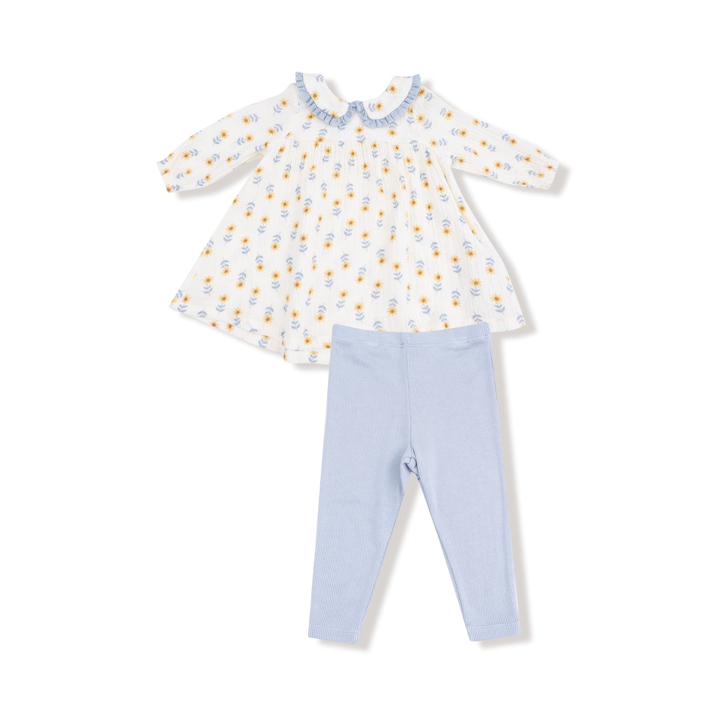 Peter Pan Collar Dress and Leggings in our  Western Sunflower print from Angel Dear