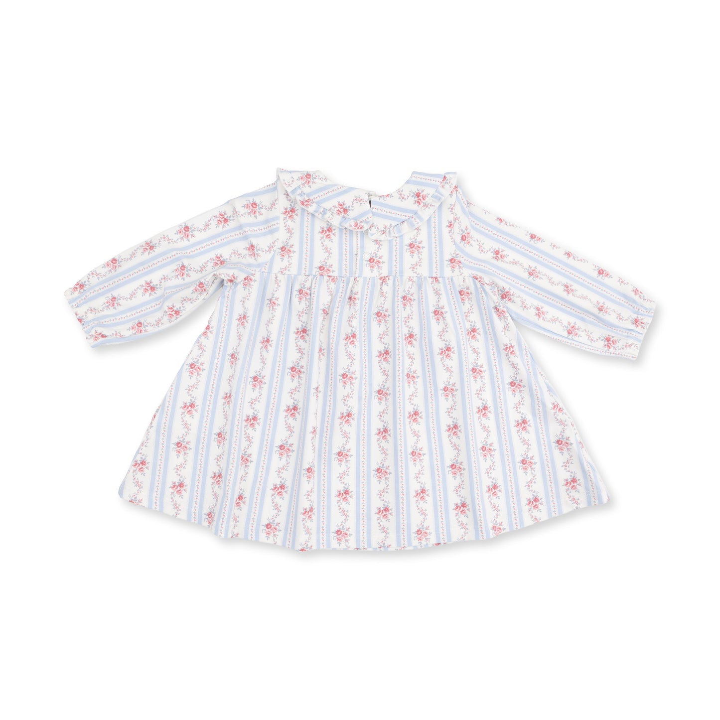 Anna Floral Stripe - Long Sleeve Peter Pan Ruffle Collar Dress and Bloomer