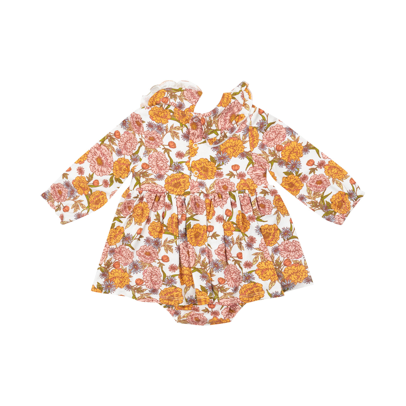 Ruffled Peter Pan Collar Bubble With Skirt - Ambers Floral-Angel Dear