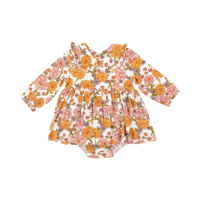 Ruffled Peter Pan Collar Bubble With Skirt - Ambers Floral-Angel Dear