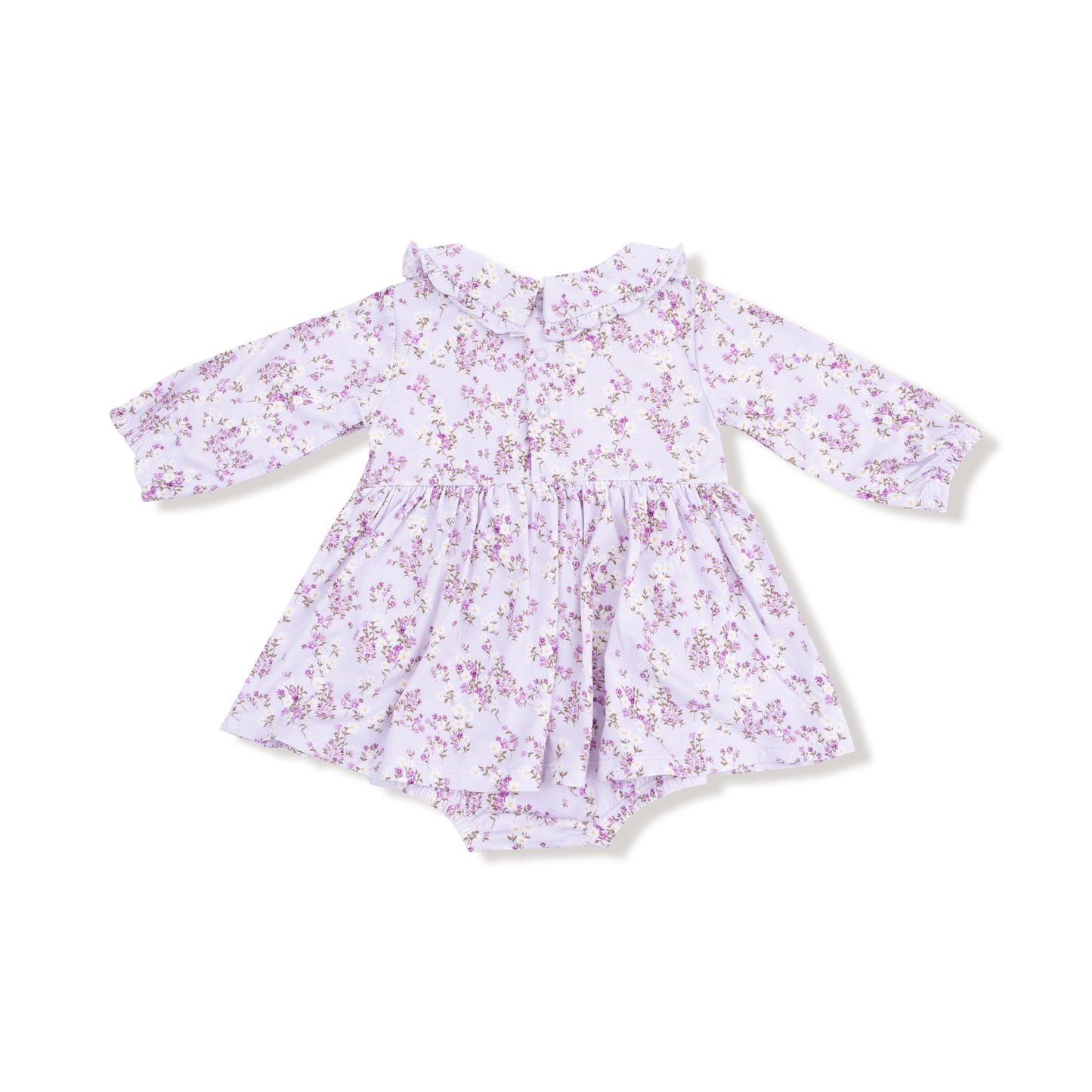Long Sleeve Peter Pan Ruffle Collar Bubble with Skirt in our  Sweet Dream Florals print from Angel Dear