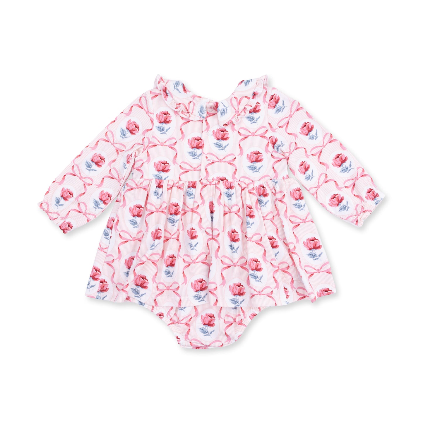 Leslie Rose - Long Sleeve Peter Pan Ruffle Collar Bubble with Skirt